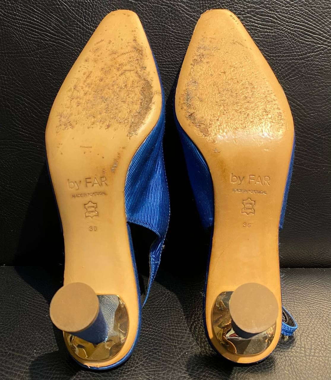 By Far By Far Satin Blue Heeled Sandals Size US 6 / IT 36 - 8 Thumbnail
