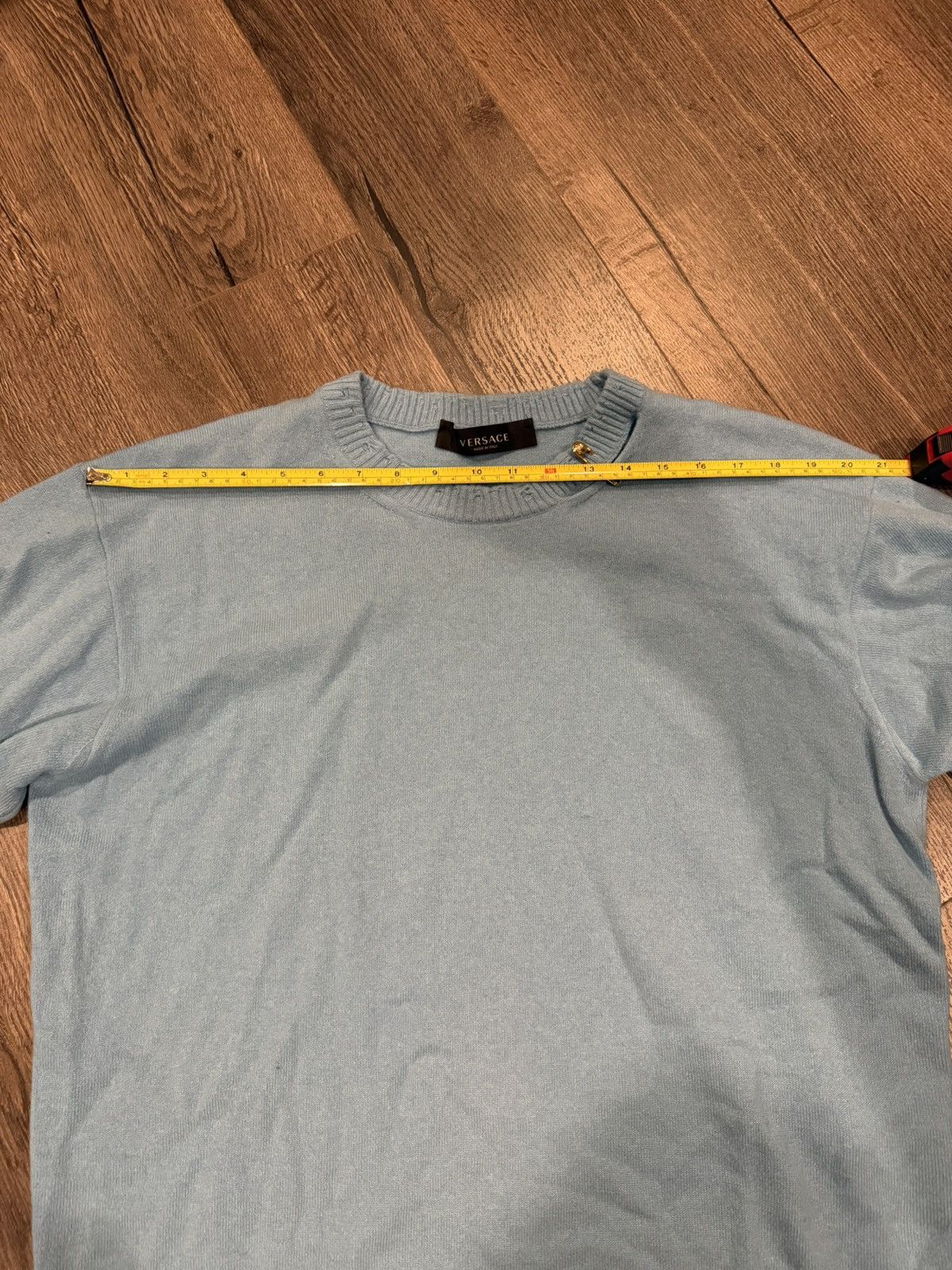 Versace Blue 95% Cashmere Versace Sweater Gold Paperclip Accent! Size US S / EU 44-46 / 1 - 9 Thumbnail