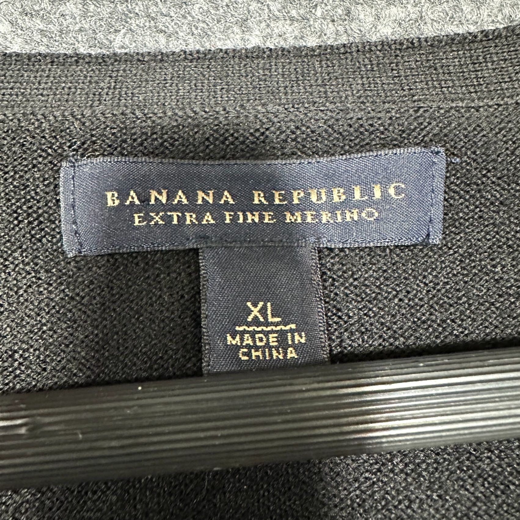 Banana Republic VINTAGE Banana Republic Sweater Mens XL Black Gray Striped Extra Fine Merino Wool Size US XL / EU 56 / 4 - 5 Thumbnail