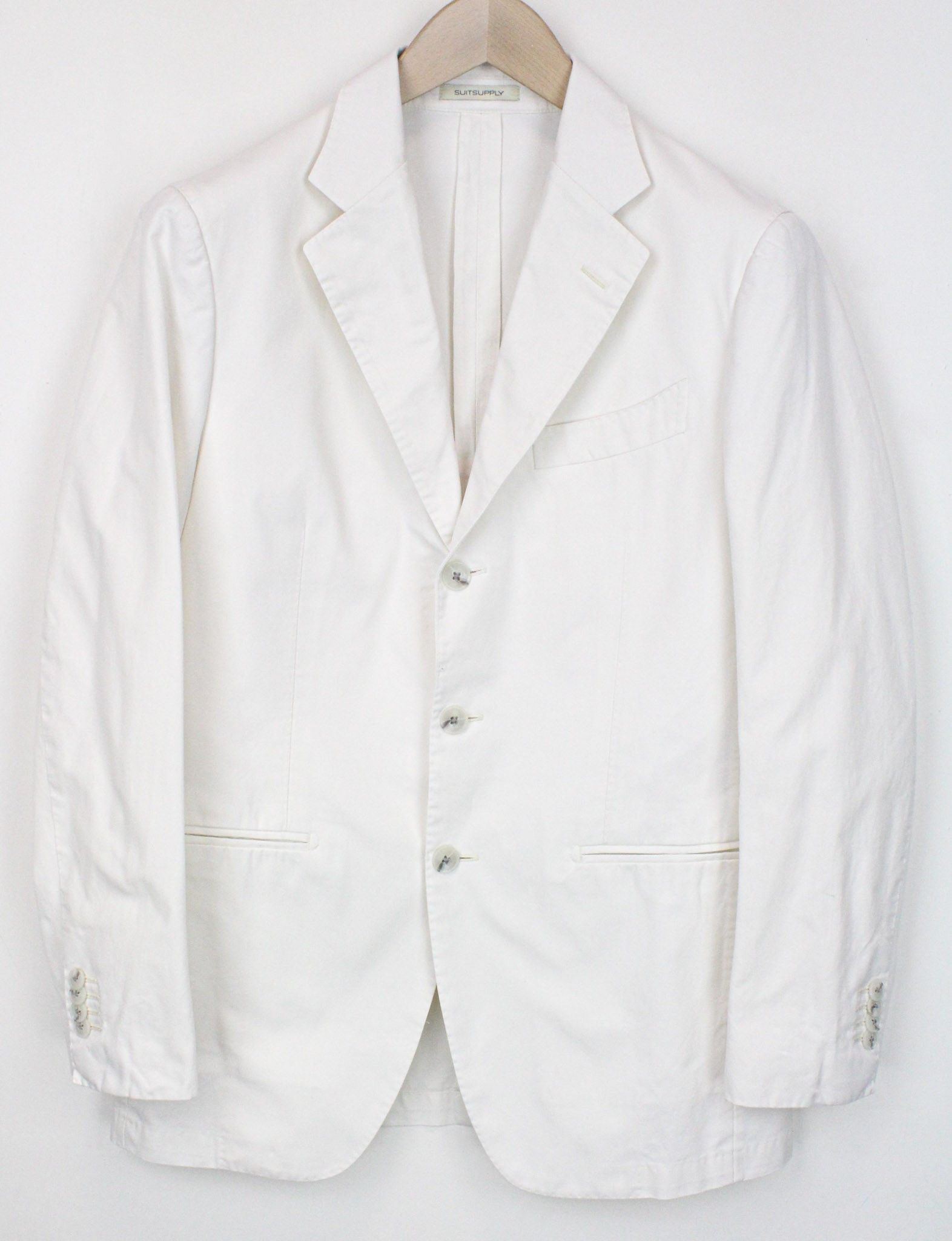 image of Suitsupply Havana Uk38R Twill White Cotton Unlined Blazer 71583, Men's