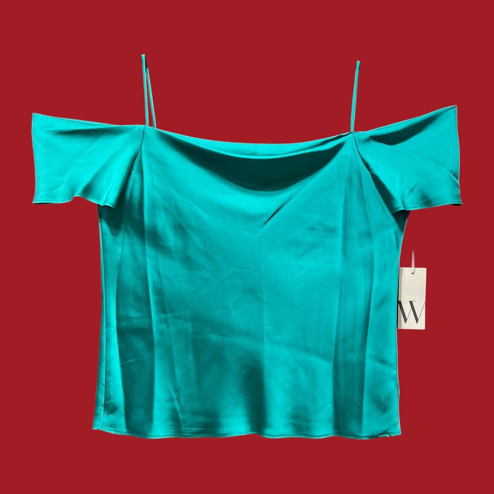 Worthington Worthington - Women's Square Neck Short Sleeve - Satin Blous Size XL / US 12-14 / IT 48-50 - 3 Thumbnail
