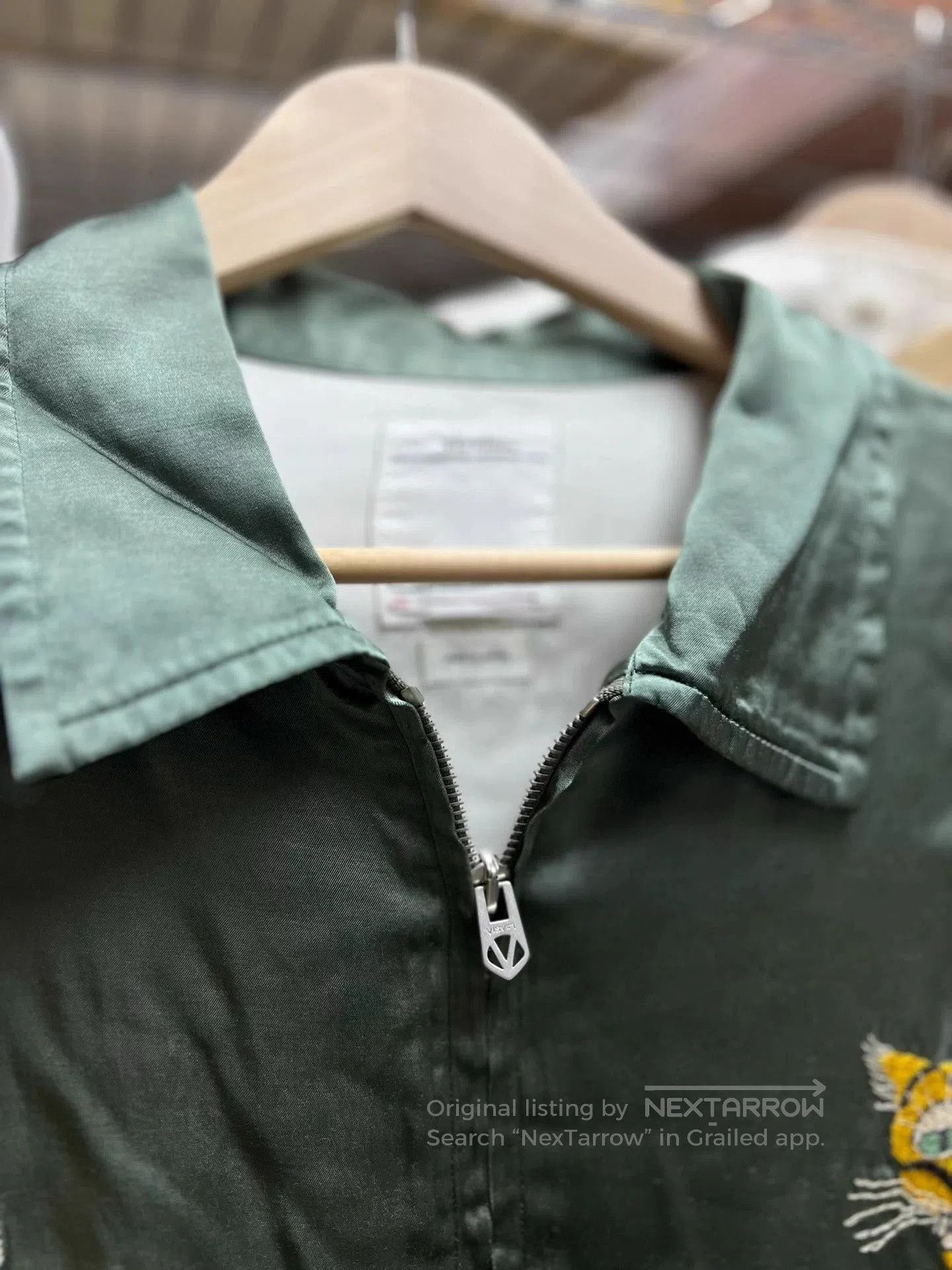 Visvim Green XL Jacket with Tiger Embroidery and Fortune Symbol. Size US XL / EU 56 / 4 - 4 Thumbnail