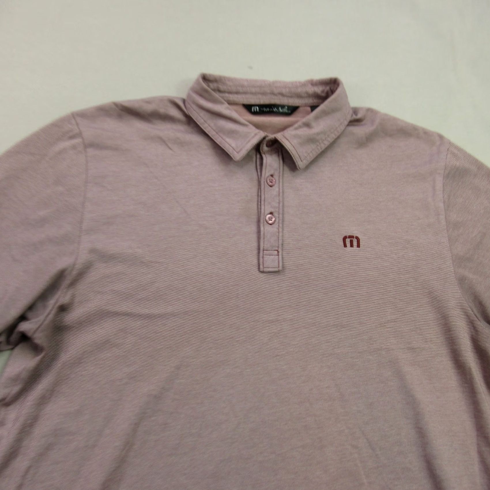 TravisMathew Travis Mathew Mens Large Pink Polo Golf Shirt Short Sleeve Striped Outdoors Polo Size US L / EU 52-54 / 3 - 3 Thumbnail