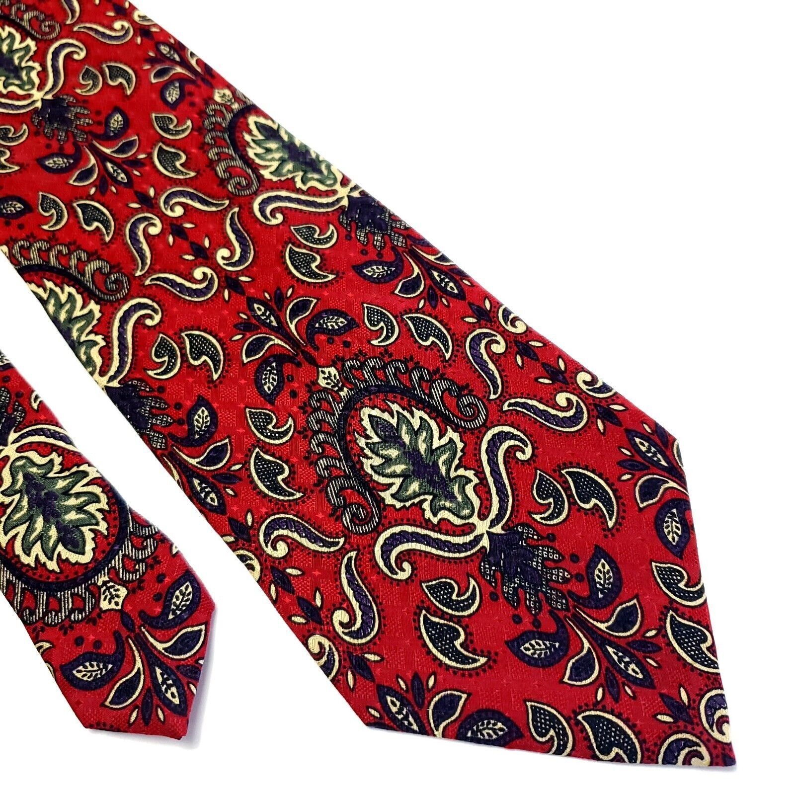 Designer Mark Shale Jacquard Red Floral Woven Silk Tie Size ONE SIZE - 1 Thumbnail