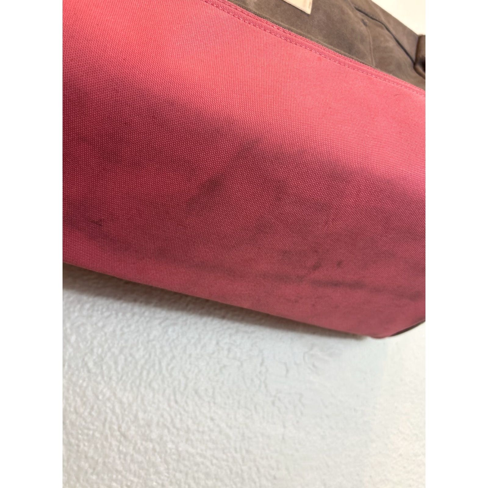 Vintage BIRDLING Tote Bag Medium Canvas Gray Pink Shoulder Interior Pouch 14x11x7 Unisex Adults Large Gray Hardware Pockets Size ONE SIZE - 5 Thumbnail