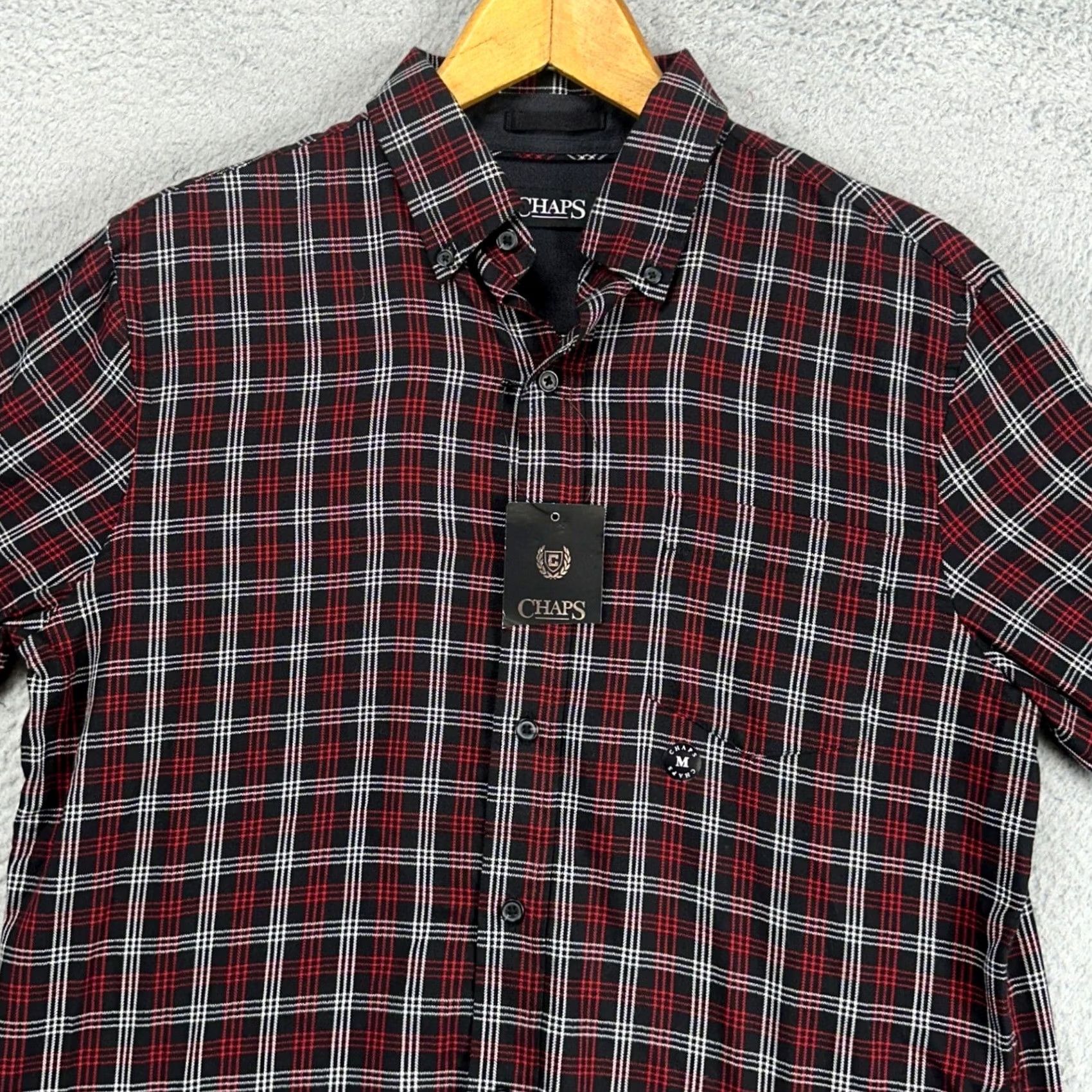 Chaps VINTAGE? No. Chaps Button Up Shirt Mens Medium Red Black Plaid Long Sleeve Pocket Casual NEW Size US M / EU 48-50 / 2 - 2 Thumbnail