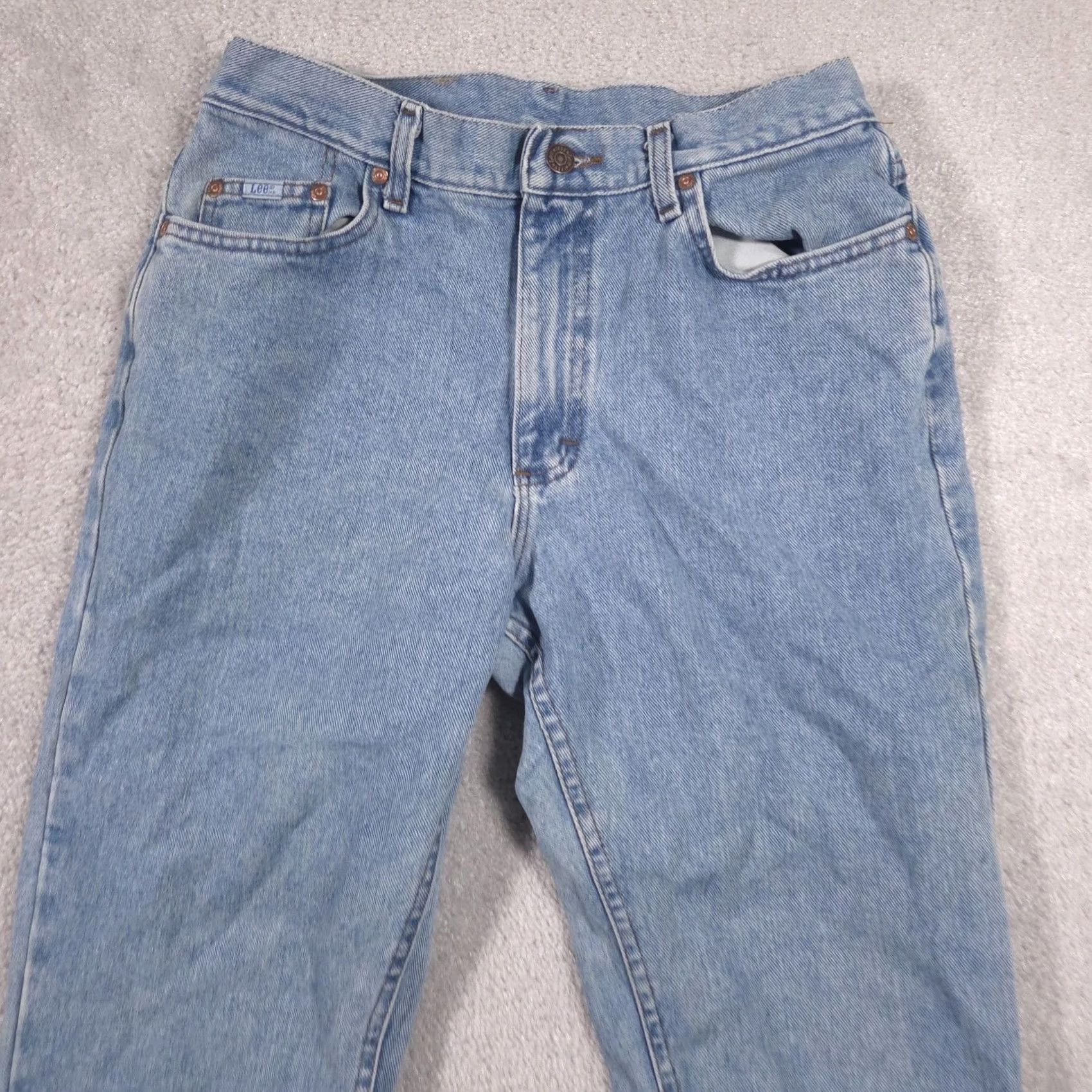 Lee Lee Jeans Womens 13 Blue High Rise Relaxed Mom Tapered Light Wash Denim Size 34" / US 12 / IT 48 - 3 Thumbnail