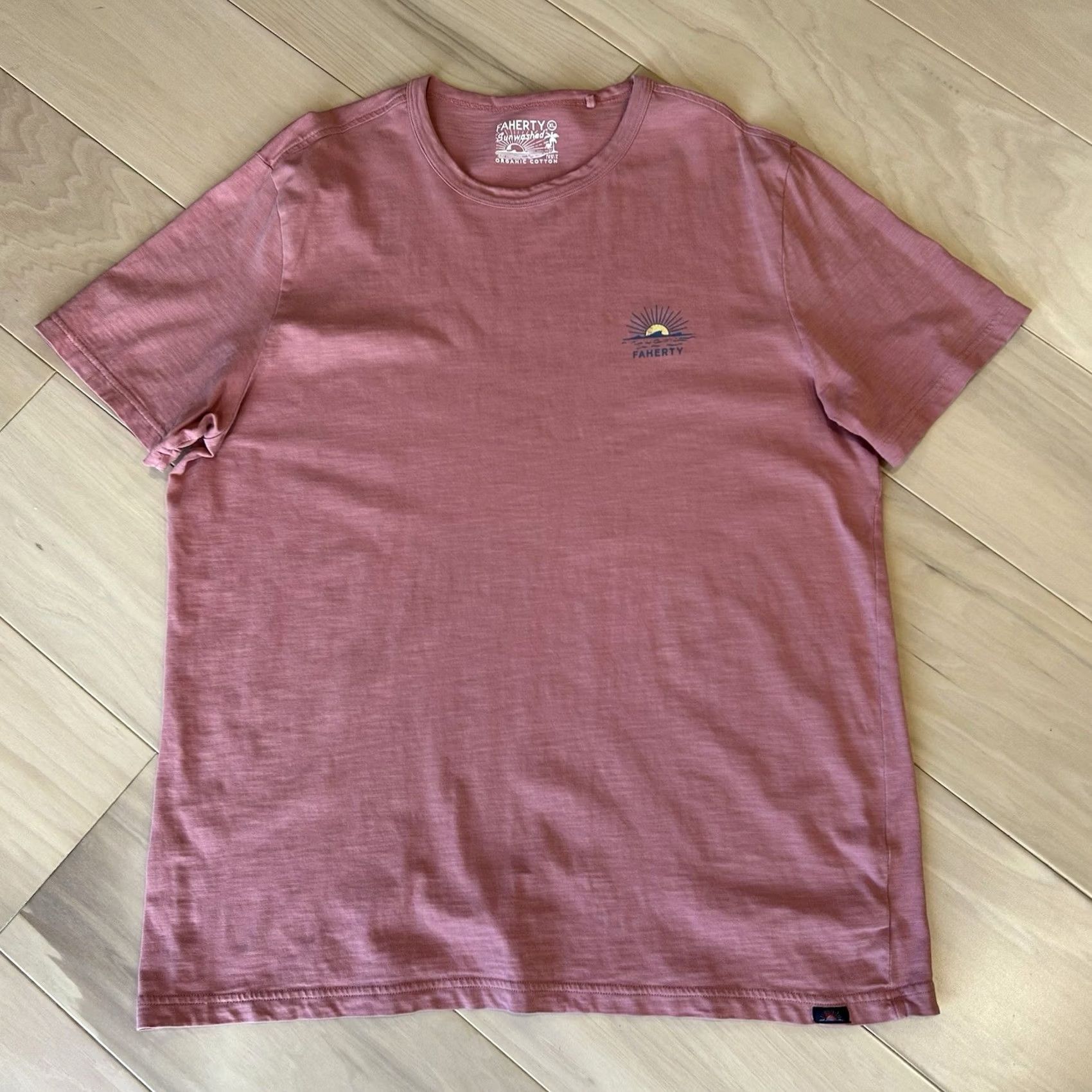 Faherty Faherty Sun & Waves Sunwashed Slub Cotton Tee Short Sleeve Men’s XL Size US 31 - 2 Thumbnail