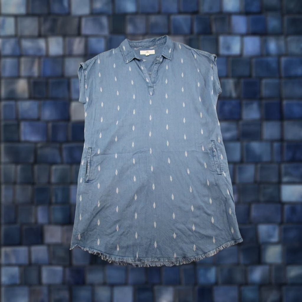 Vintage Thread Supply Lyocell Tencel Cap Sleeve Dress Womens Size L Pockets Blue Size L / US 10 / IT 46 - 1 Thumbnail