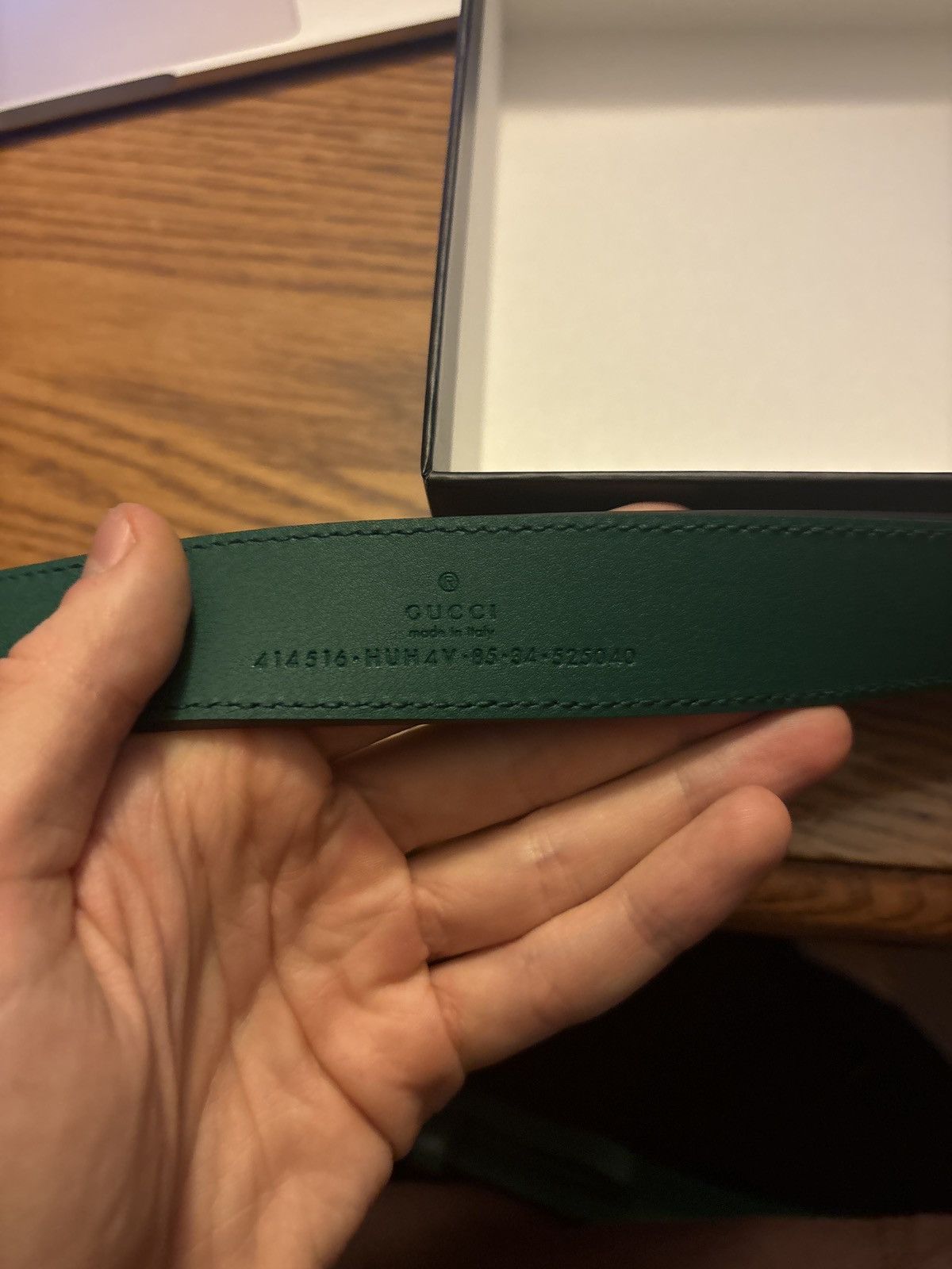 Gucci Gucci Green/Beige GG Belt Size 34 - 4 Thumbnail