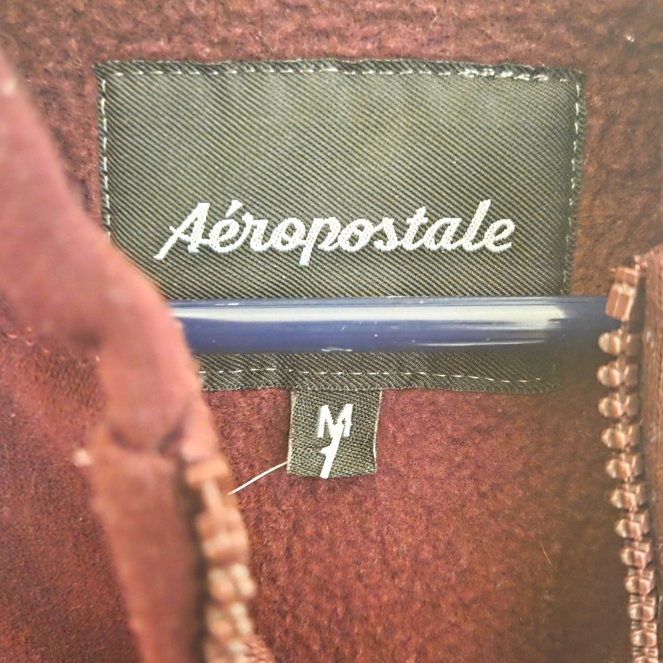 Aeropostale Comfy Aeropostale Men's Burgundy Zip-Up Hoodie - Size M Size US M / EU 48-50 / 2 - 6 Thumbnail