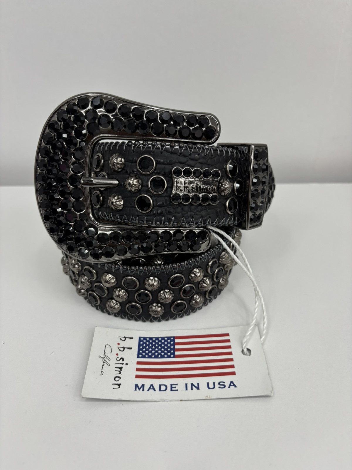 B.B. Simon BB Simon Belt 2617 Lavasan Black Jet 100% Authentic Size 34 Size 34 - 2 Thumbnail