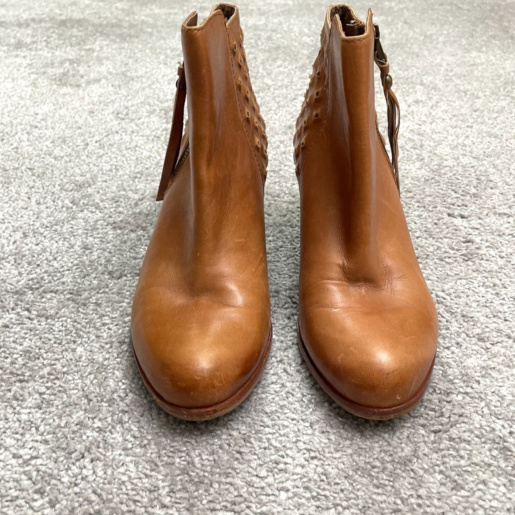 Sam Edelman Sam Edelman Lucille Brown Leather Ankle Boots Womens 6.5 Studded Block Heels Western Style Casual Size US 6 / IT 36 - 5 Thumbnail