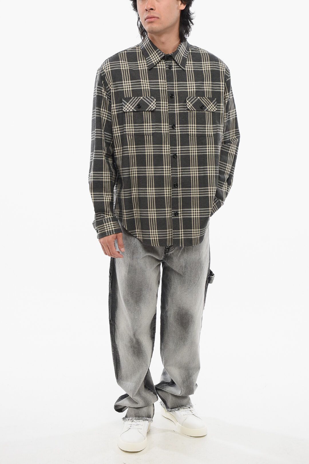 1989 STUDIO og1mm0725 Cotton Flannel Shirt in Grey Size US L / EU 52-54 / 3 - 4 Thumbnail