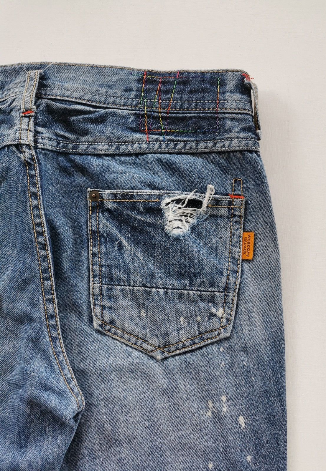 Japanese Brand Workers Garage Patchwork Distressed Denim Jeans Size 29" - 5 Thumbnail