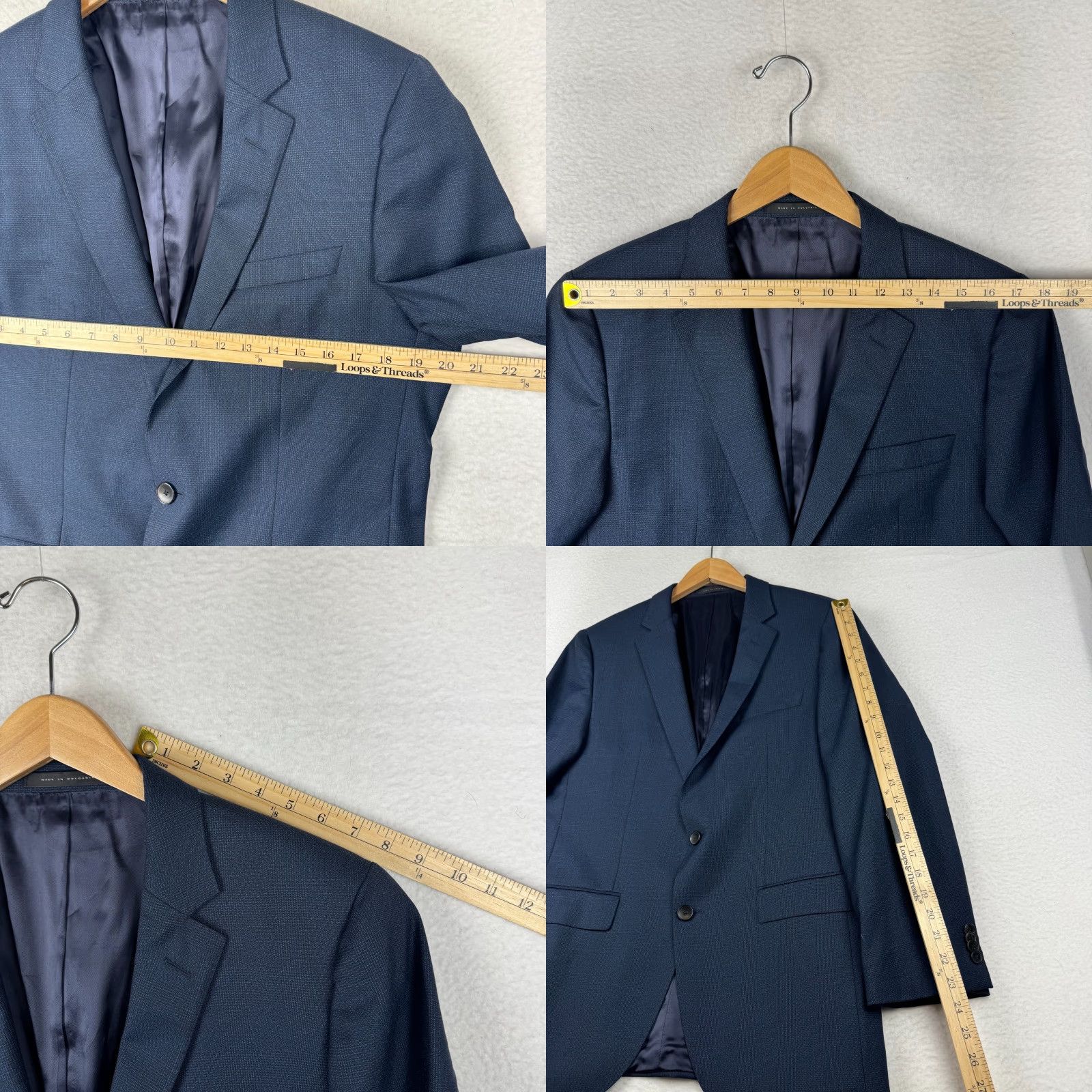 Hugo Boss VINTAGE Hugo Boss Drago Lanificio Biella Super 120 Navy Blue Suit Blazer Coat Jacket 40R Size 40R - 9 Thumbnail
