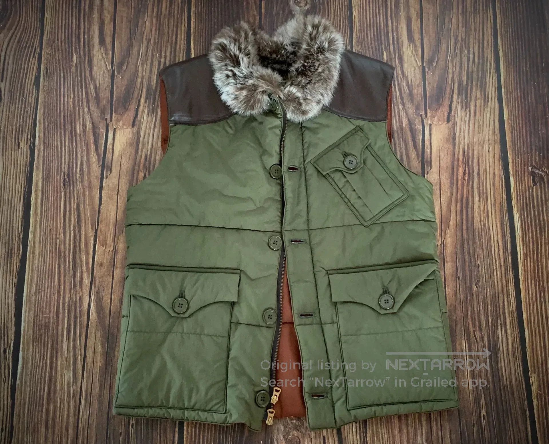 buzz rickson’s army green insulated vest.