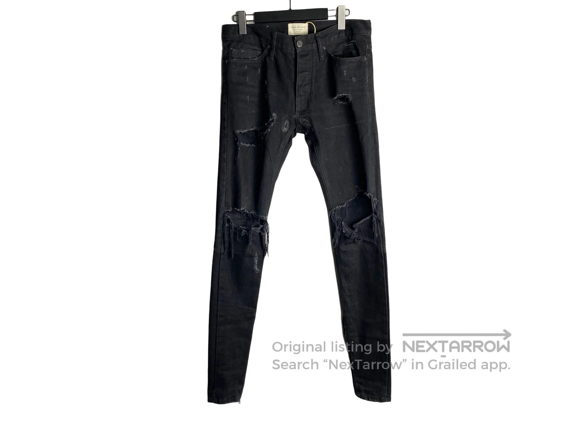 Fear of God FEAR OF GOD Destroyed Black Denim Pants Size US 29 - 1 Thumbnail