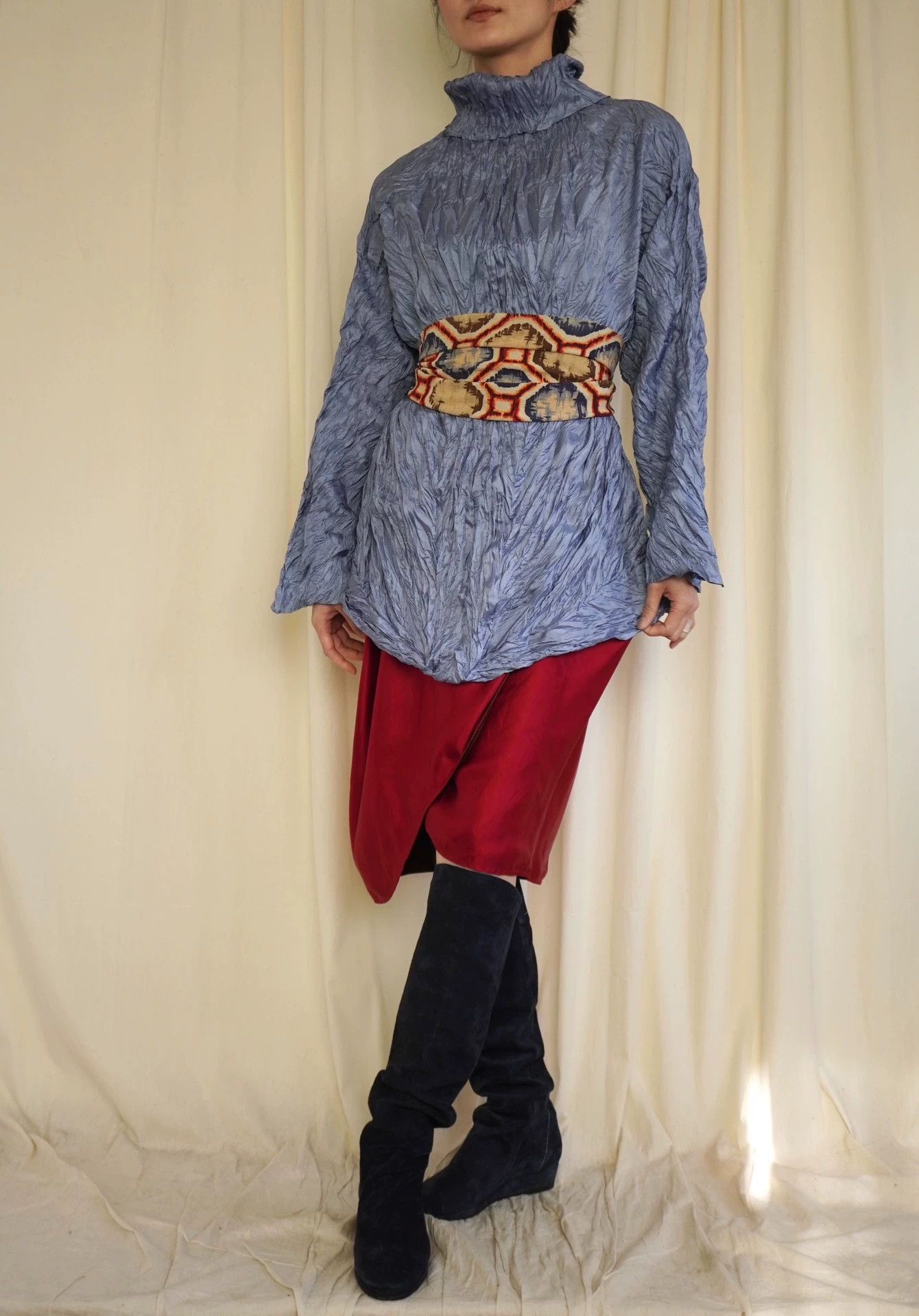 Issey Miyake Issey Miyake 1992SS Pleats Blue Turtleneck Top Size ONE SIZE - 2 Thumbnail