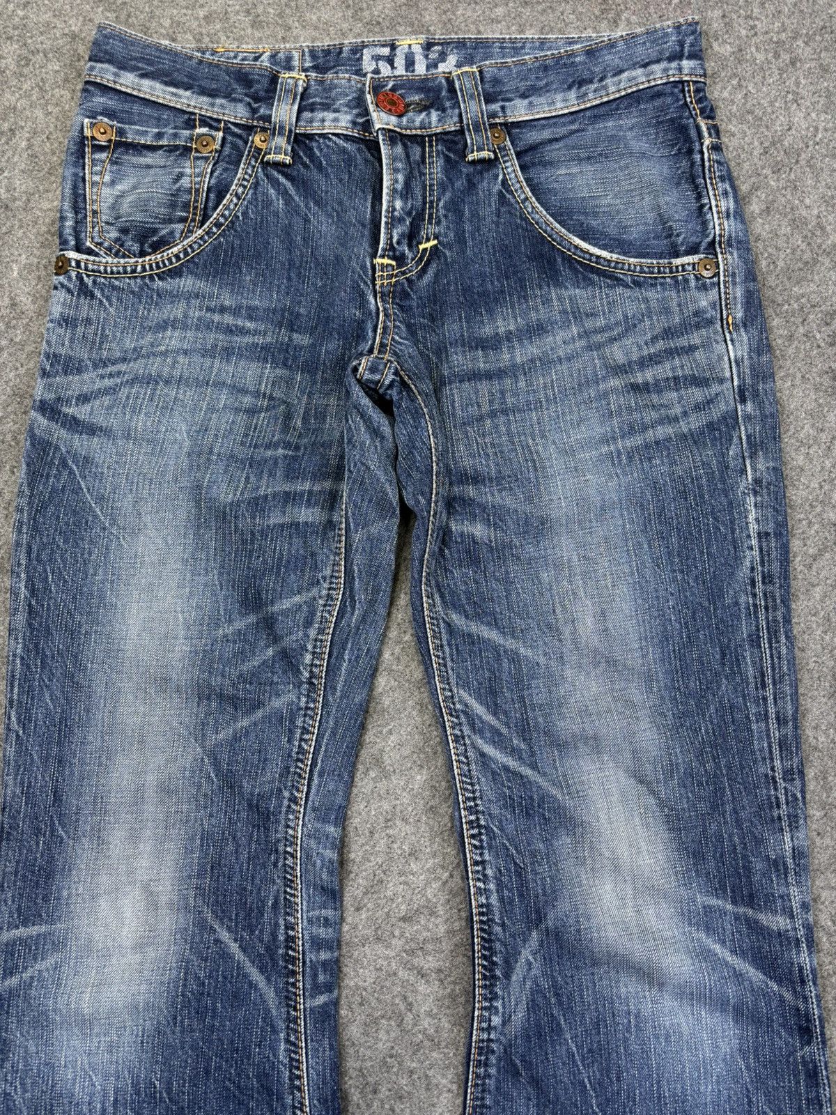 Edwin 💥Low Rize Flare💥Edwin 503 Raw Blue Sick Fades Denim F900 Size US 30 / EU 46 - 3 Thumbnail