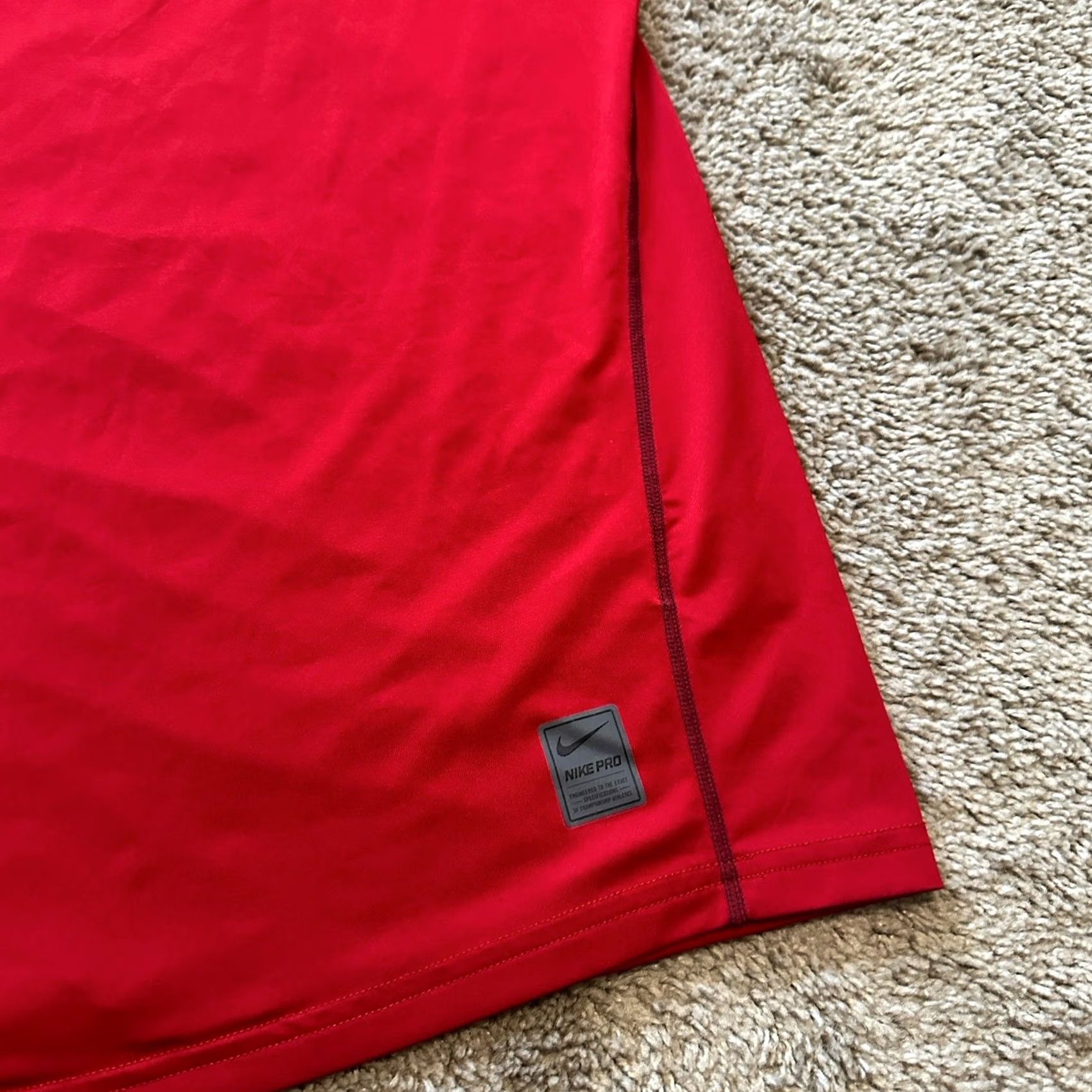 Nike Nike Pro Shirt Mens 2XL Red Dri-Fit Training Gym Workout Short Sleeve Fitted Size US XXL / EU 58 / 5 - 2 Thumbnail