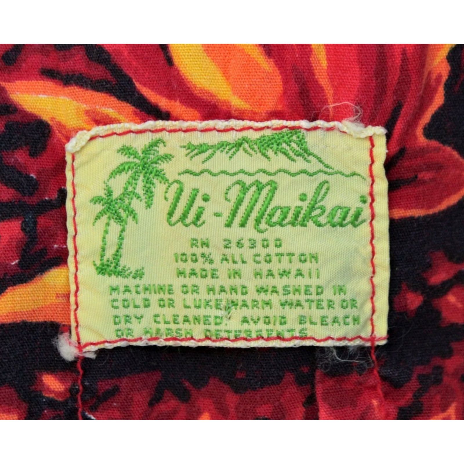 Vintage Ui-Maikai Vintage 60s Hawaiian Shirt XL Cotton Orange Red Tiki Print Short Sleeve Men's Size US XL / EU 56 / 4 - 5 Thumbnail