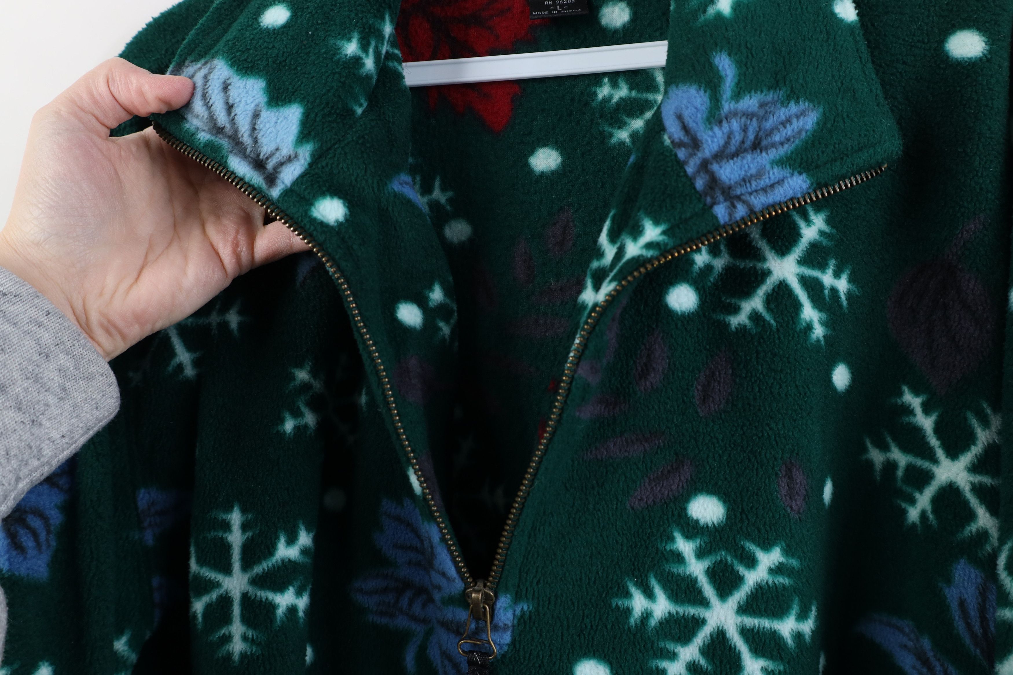 Vintage Vintage 90s Streetwear Leaf All Over Print Fleece Sweater Size L / US 10 / IT 46 - 5 Thumbnail