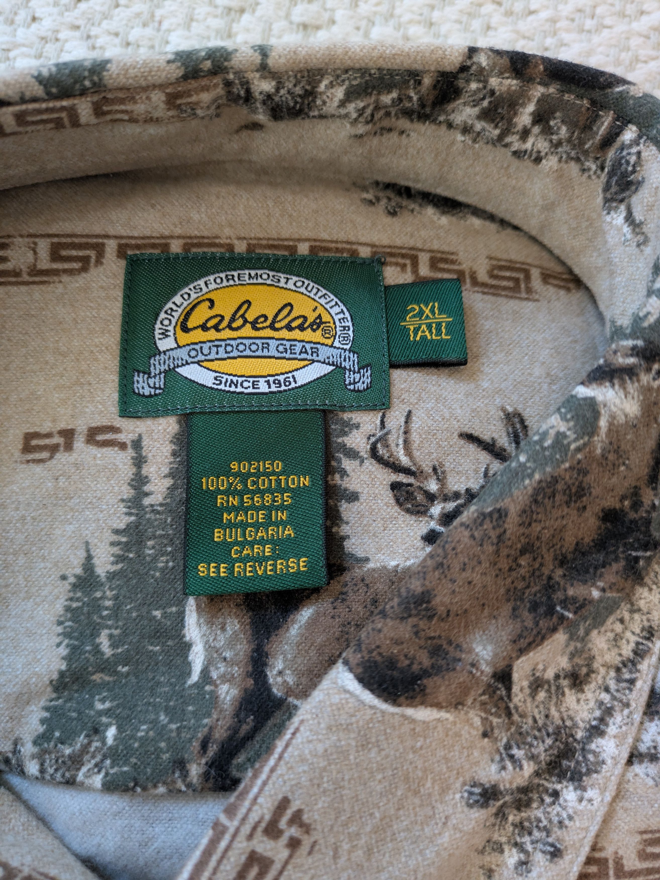Cabelas Cabela's Tan Wildlife Print Men's Shirt 2XL Tall Size US XXL / EU 58 / 5 - 2 Thumbnail