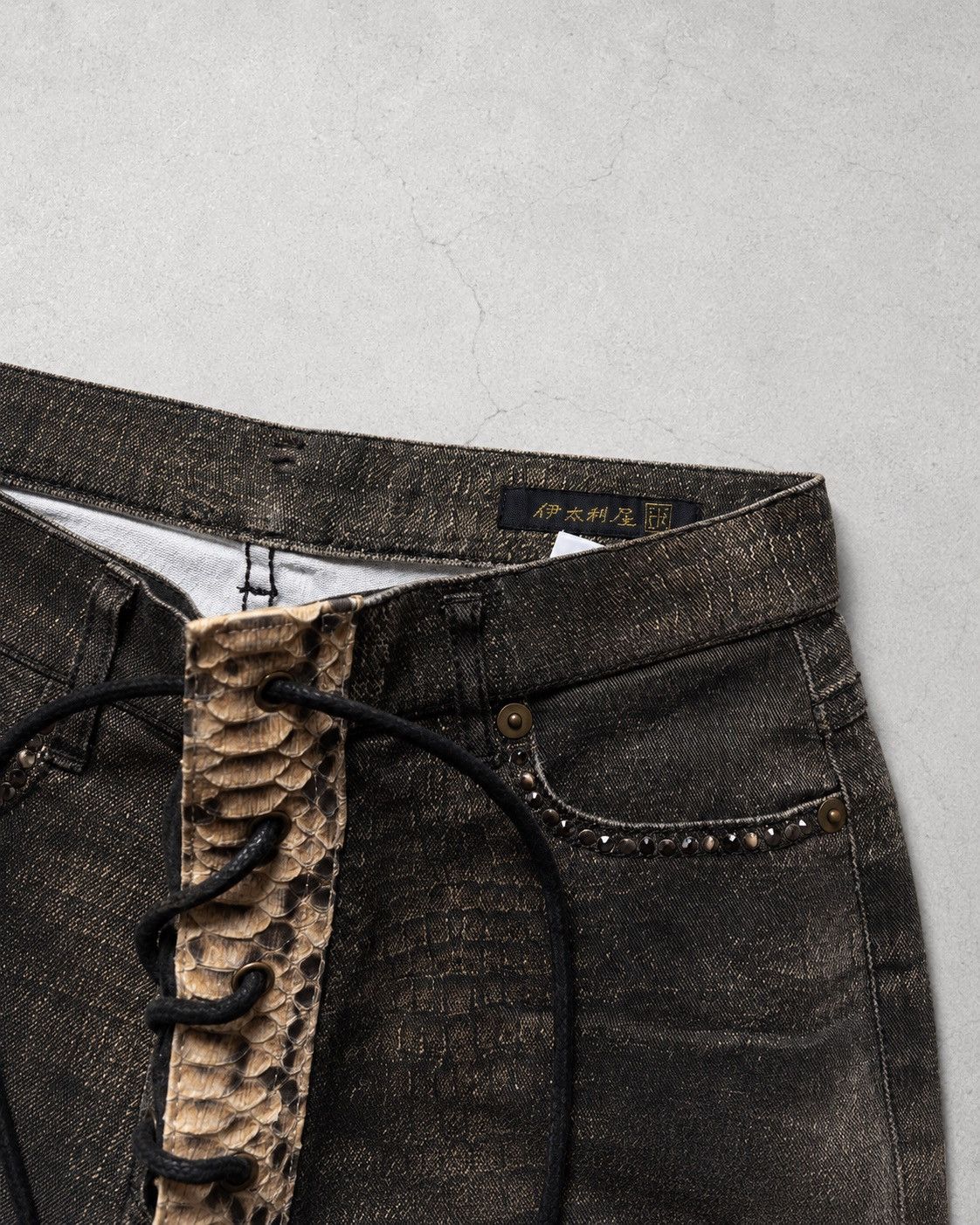 Japanese Brand GK phyton lace up flare jeans Size US 26 / EU 42 - 3 Thumbnail