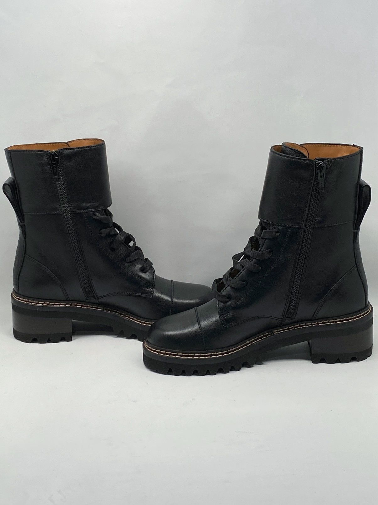 See by Chloe See By Chloe Mallory Leather Combat Boots size 35.5 Size US 5.5 / IT 35.5 - 10 Thumbnail
