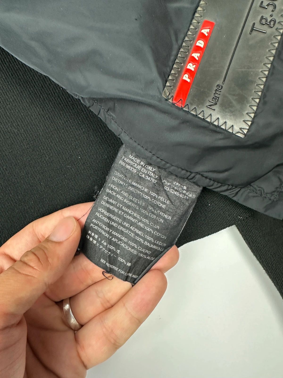 Prada Prada Sport FW2002 Black Leather & Cotton Motor Panel Jacket Size US M / EU 48-50 / 2 - 12 Thumbnail
