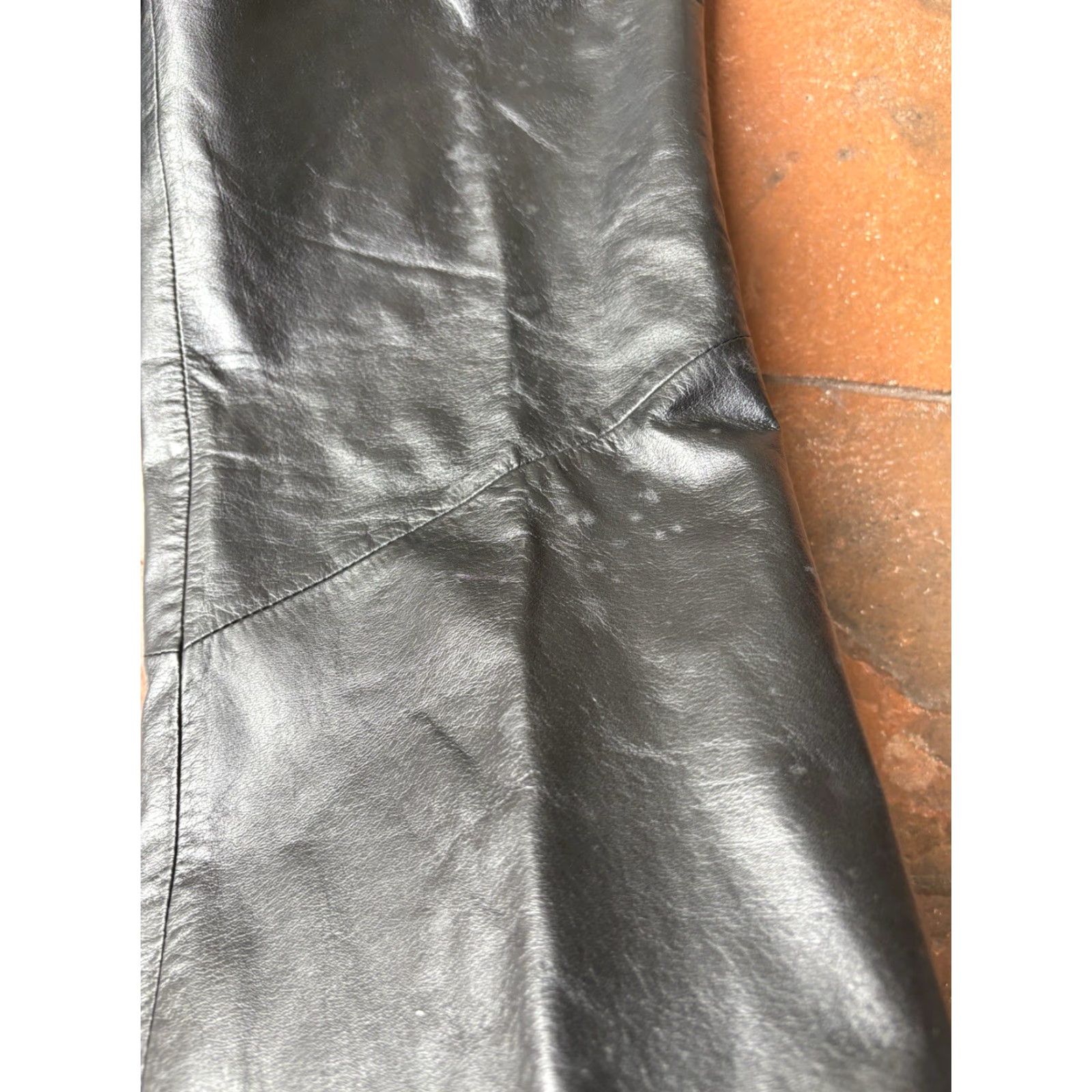 Vintage Danier Leather Pants Womens 6 Black Genuine Leather Straight Leg Dress Pants 90s Motorcycle Biker Zipper Lined Slim High Rise Size 28" / US 6 / IT 42 - 5 Thumbnail