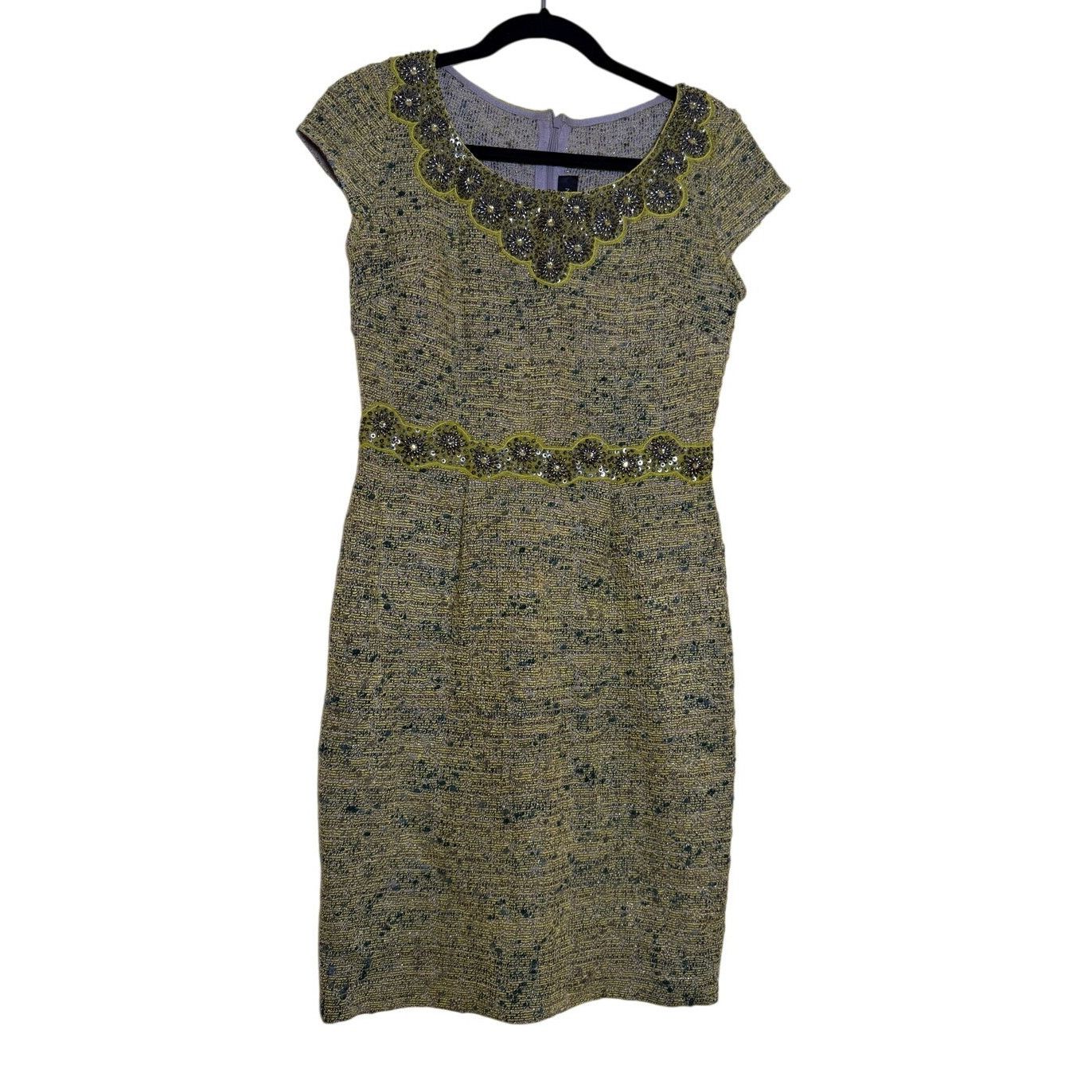 St. John St. John Green Tweed Pattern Knee-Length Dress Size US 10 / EU 43 - 1 Thumbnail
