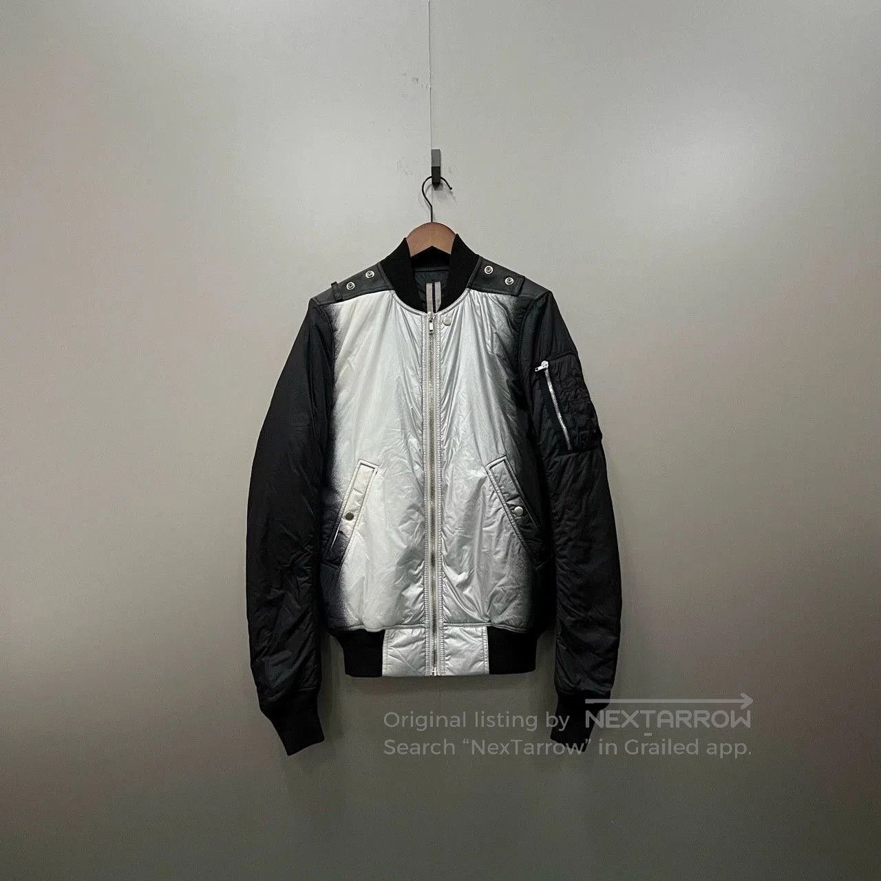 rick owens black and silver bomber jacket.