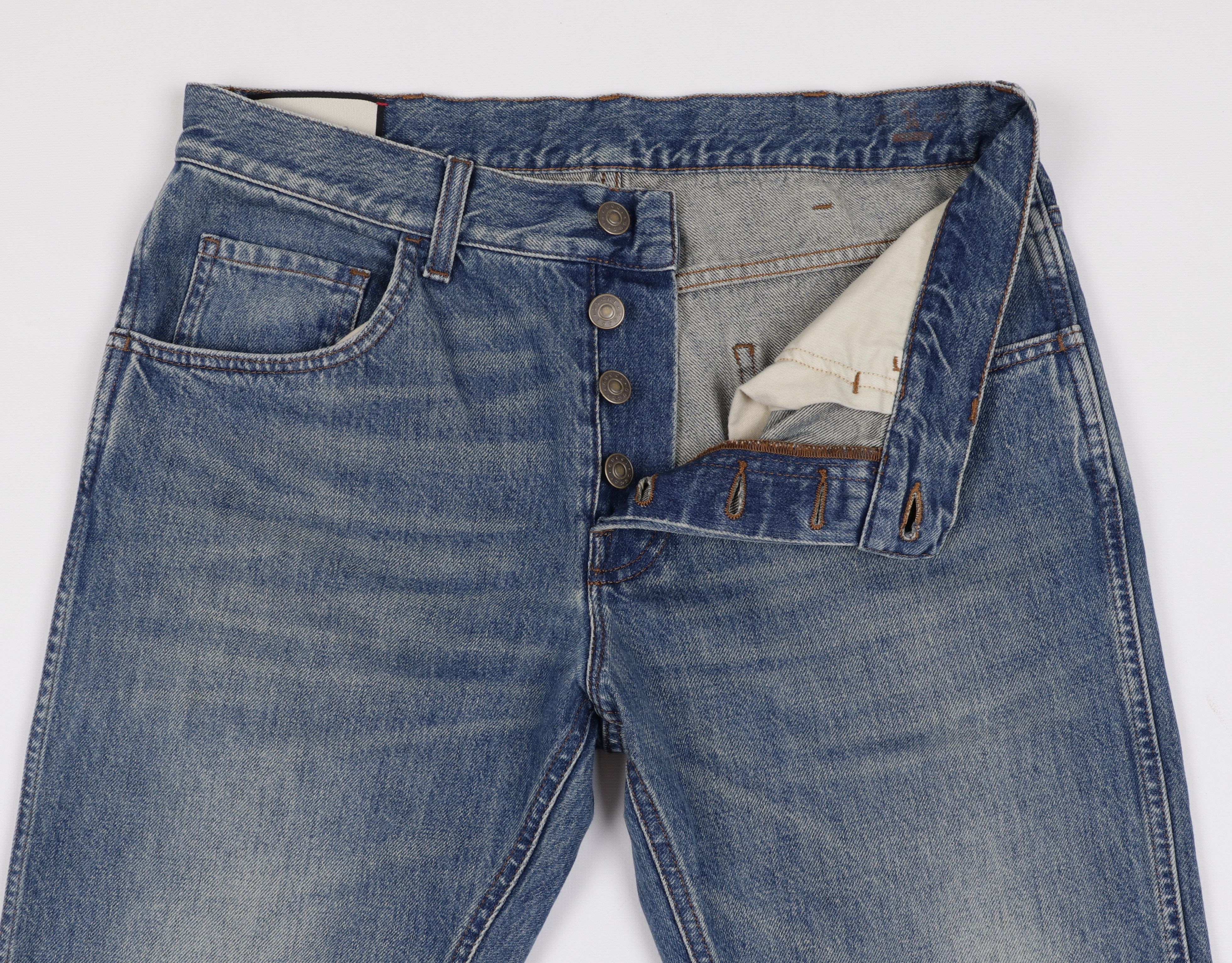 Gucci Men's Gucci Cotton Blue Jeans Web Strap W32" L40" Size US 32 / EU 48 - 9 Thumbnail