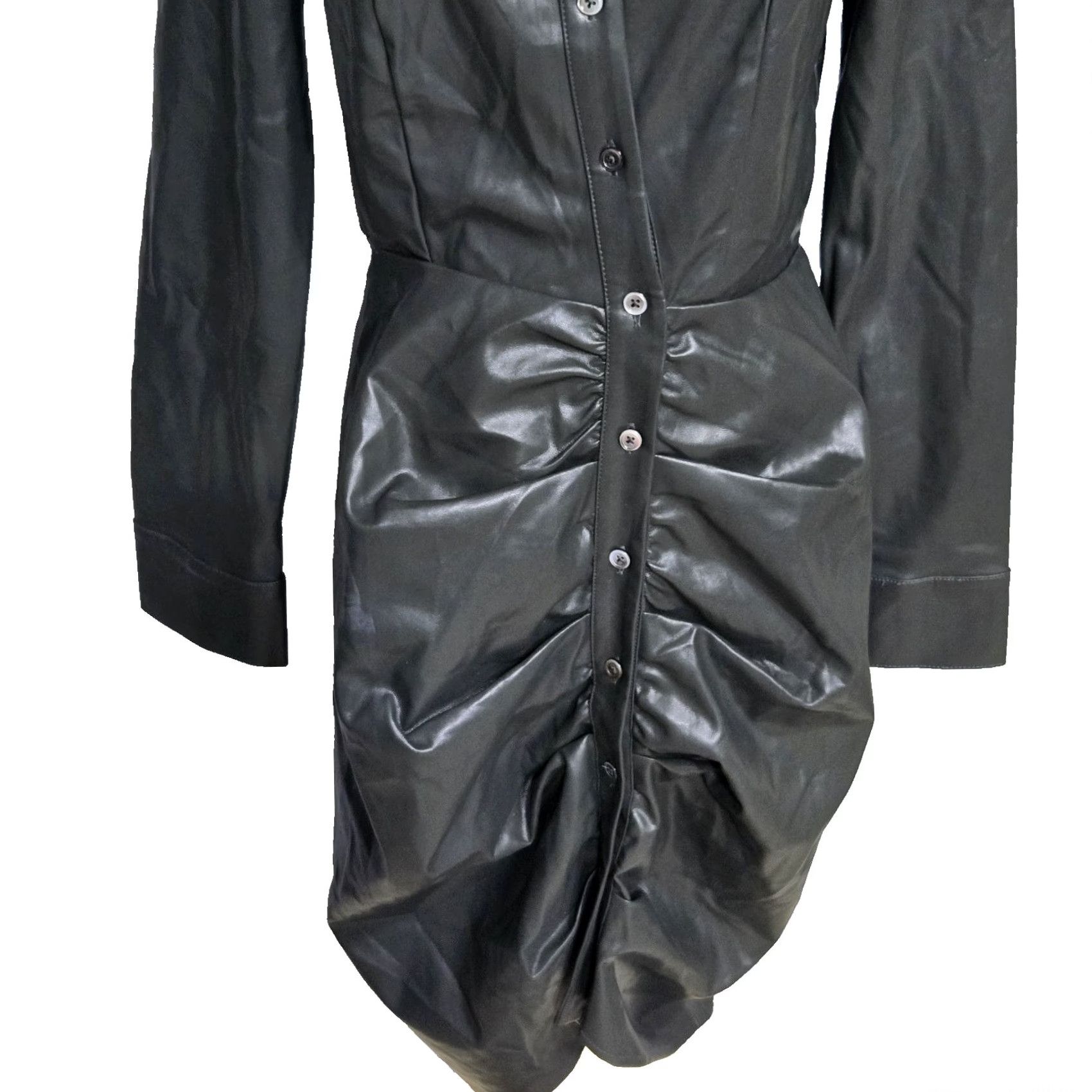Anthropologie Anthropologie current air dress Leather Button Up Midi Green Womens Small Size S / US 4 / IT 40 - 4 Thumbnail