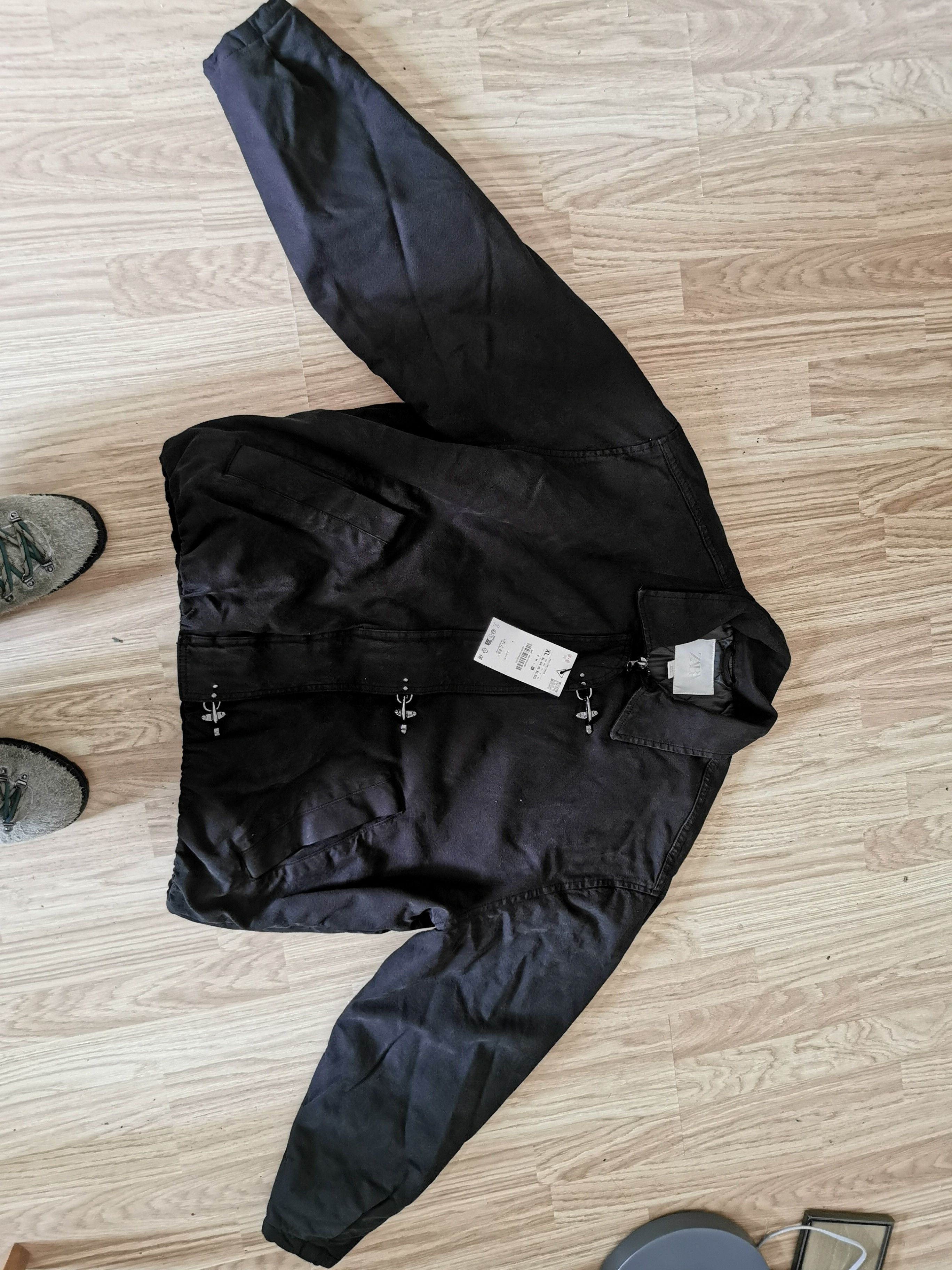 Zara Zara black clasp cropped fireman jacket Size US XL / EU 56 / 4 - 8 Thumbnail