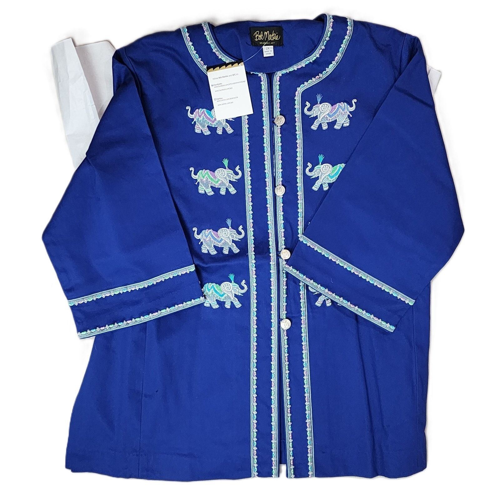 Bob Mackie Bob Mackie Elephant Embroidered Jacket Women 2X Royal Blue Size XL / US 12-14 / IT 48-50 - 1 Thumbnail