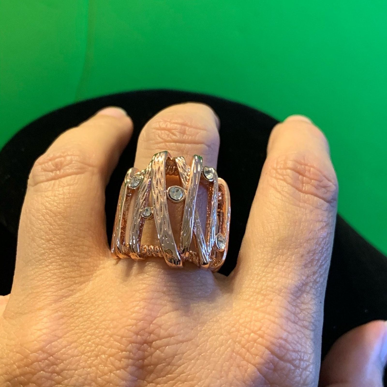 Other Ornate Rose Gold Diamond Cage Ring Size 8 18KRGP Size ONE SIZE - 5 Thumbnail