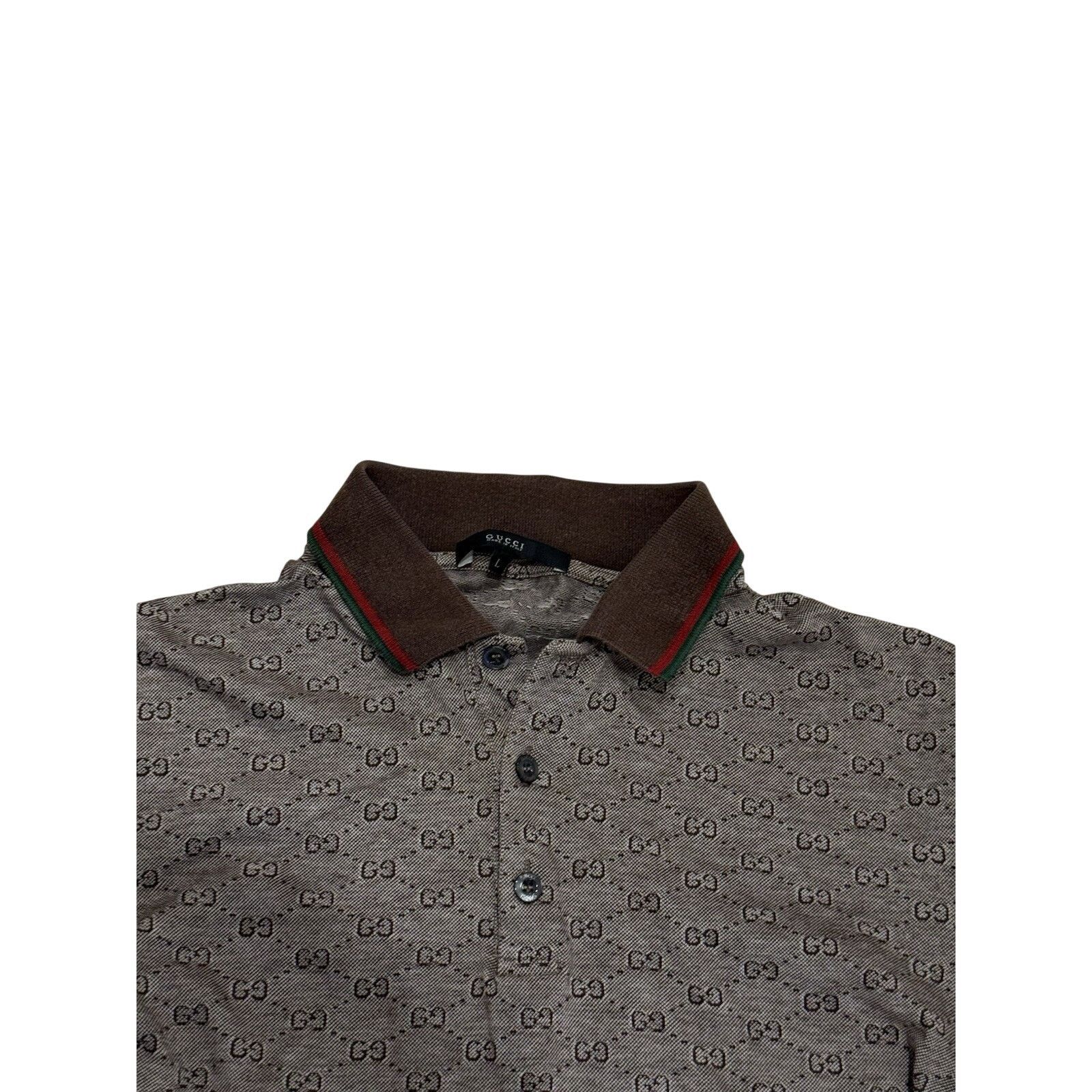 Gucci Gucci GG Monogram Polo Shirt L Brown Slim Fit Web Collar Size US L / EU 52-54 / 3 - 2 Thumbnail