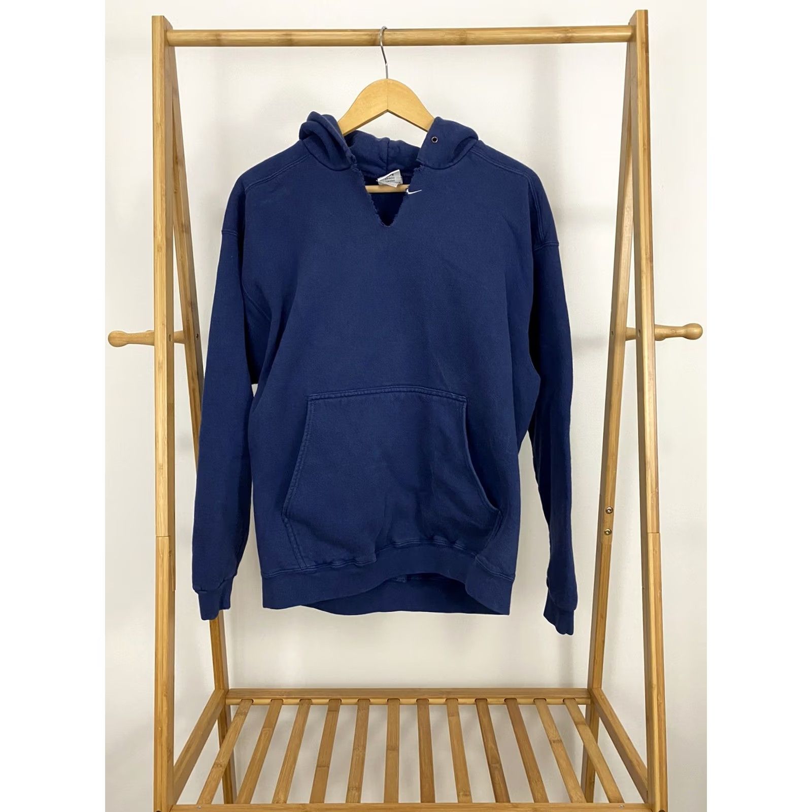 Nike VTG Nike Center Swoosh Check Sweatshirt Hoodie Navy Size M Mens USA Shirt Size US M / EU 48-50 / 2 - 2 Thumbnail