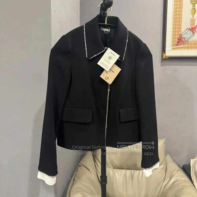 Miu Miu Black Women's Coat with Detail .