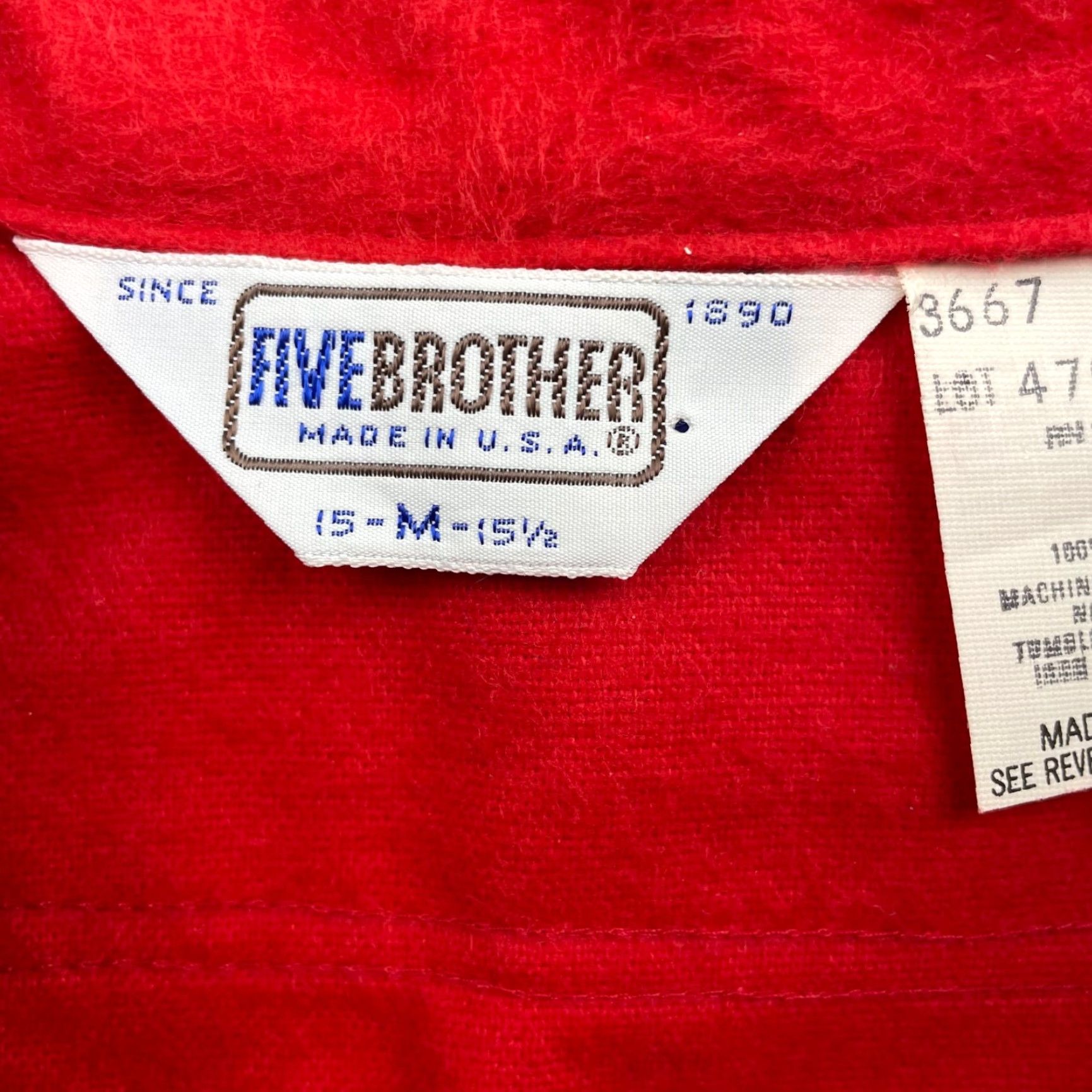 Vintage VINTAGE Five Brother Men’s Chamois Flannel Work Shirt Red Medium USA Long Sleeve Button-Up Pocketed Collared Regular Fit Adult Mens Size US M / EU 48-50 / 2 - 3 Thumbnail