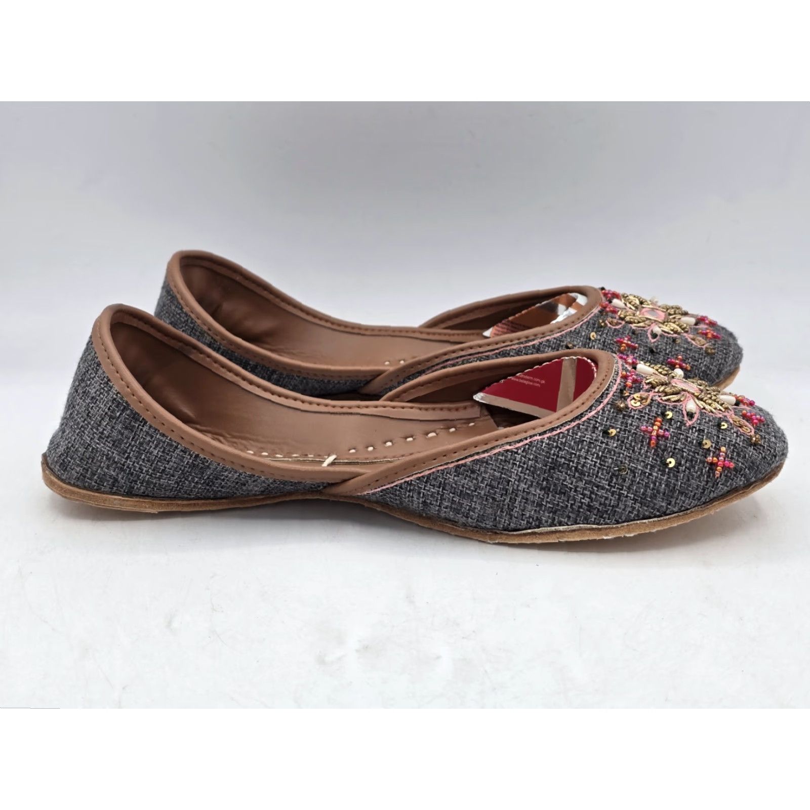 Vintage VINTAGE UJAALA Khussa Bridal Mojari Punjabi Jutti Ballet Flats Grey Sz 11 - Very Good Size ONE SIZE - 4 Thumbnail