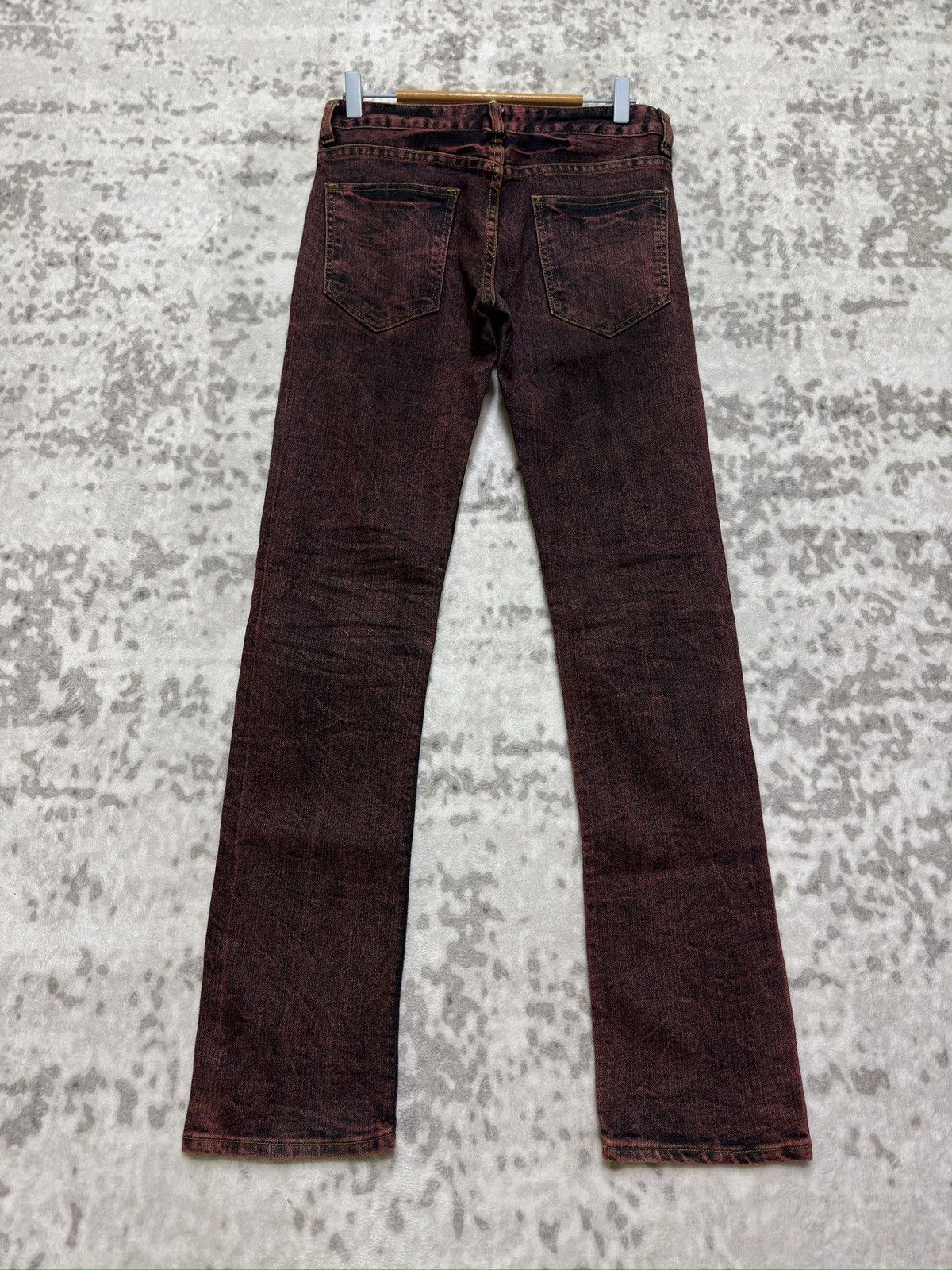 Japanese Brand Archive K.U.I Red Wash Skinny Denim Jeans Early 2000s Size US 29 - 2 Thumbnail