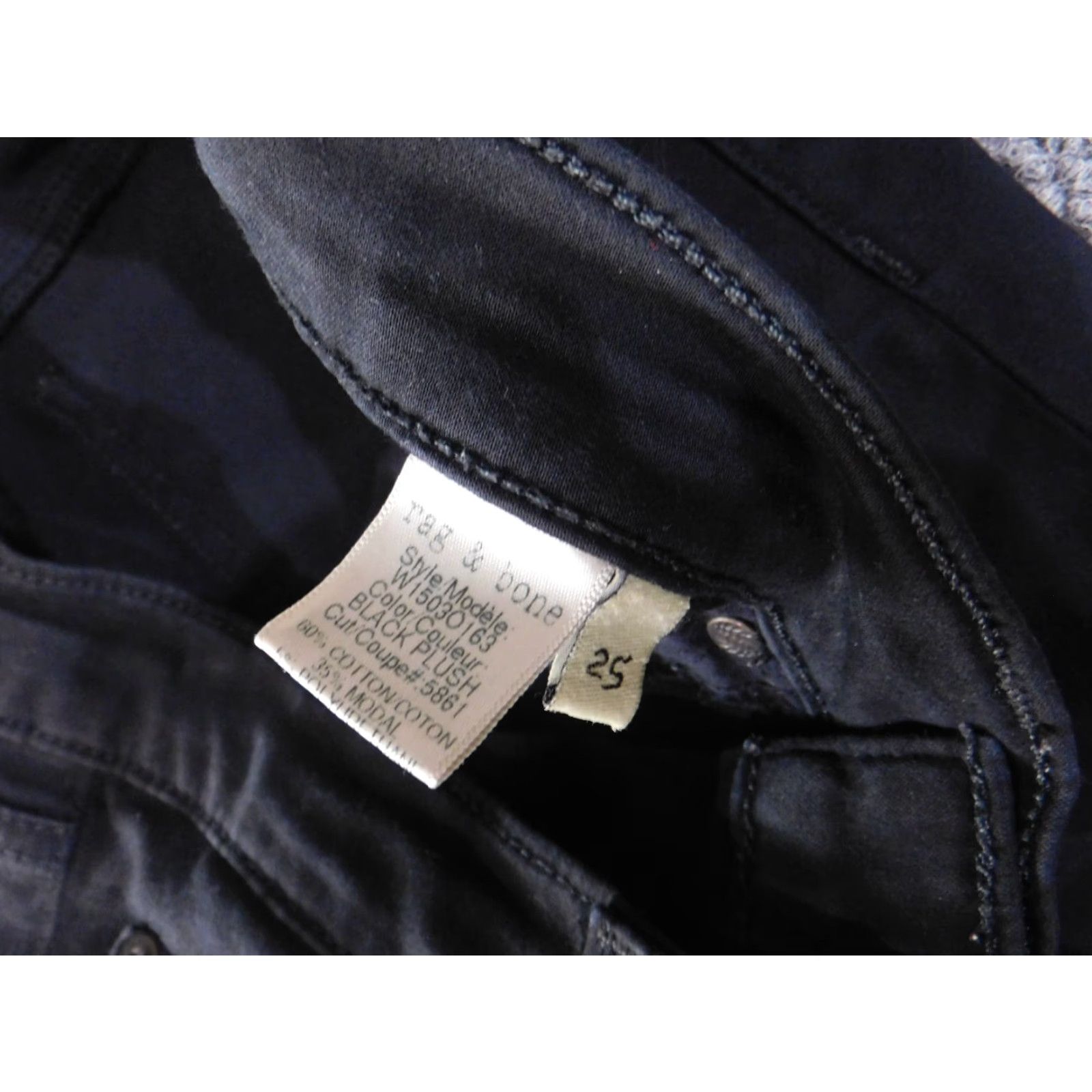 Rag & Bone rag bone jeans women size 25 legging black stretch denim retro Size 42" / US 20 - 6 Thumbnail