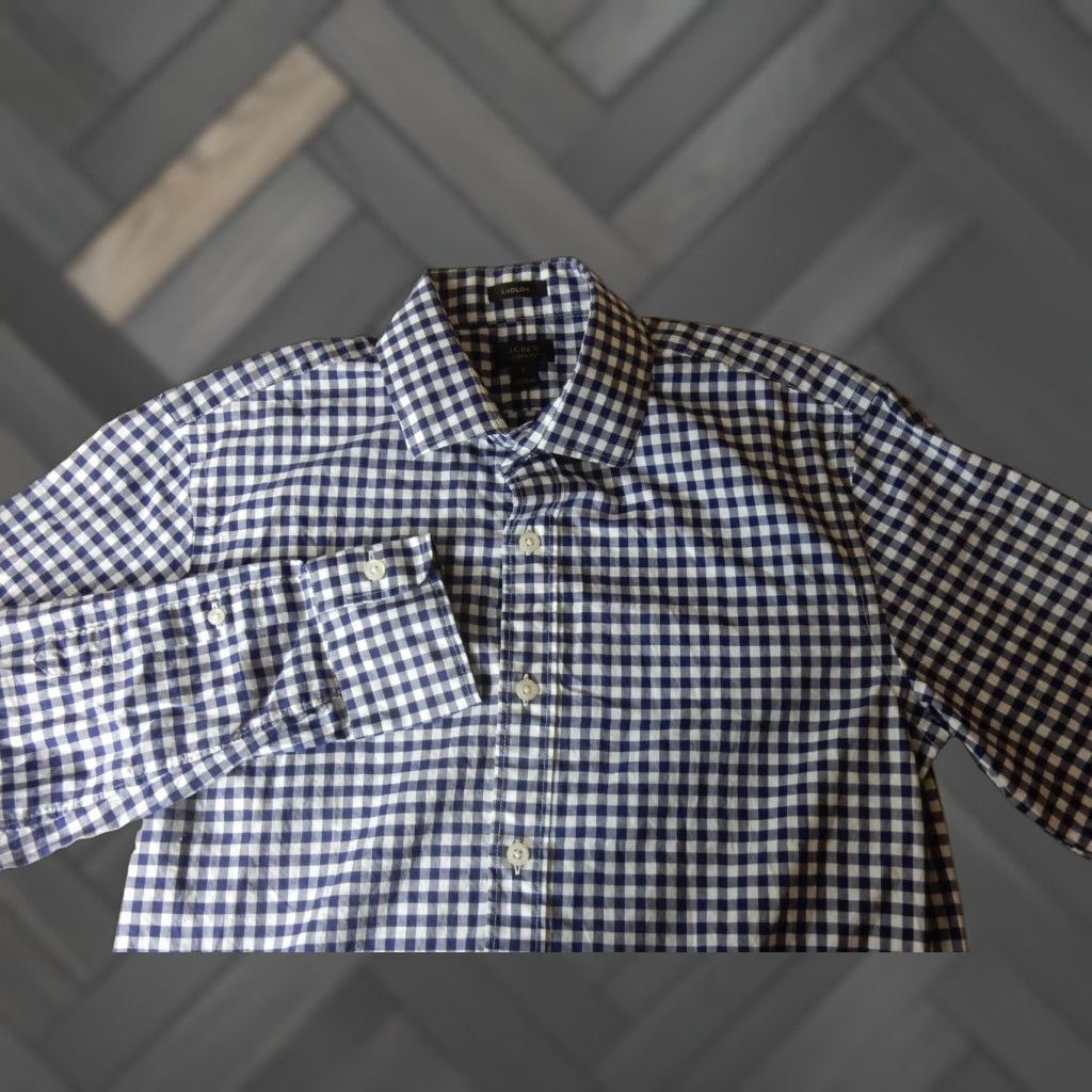 J.Crew J.CREW Shirt Men Button-Up Long Sleeve Blue Cotton Check Size S Ludlow Size US S / EU 44-46 / 1 - 1 Thumbnail