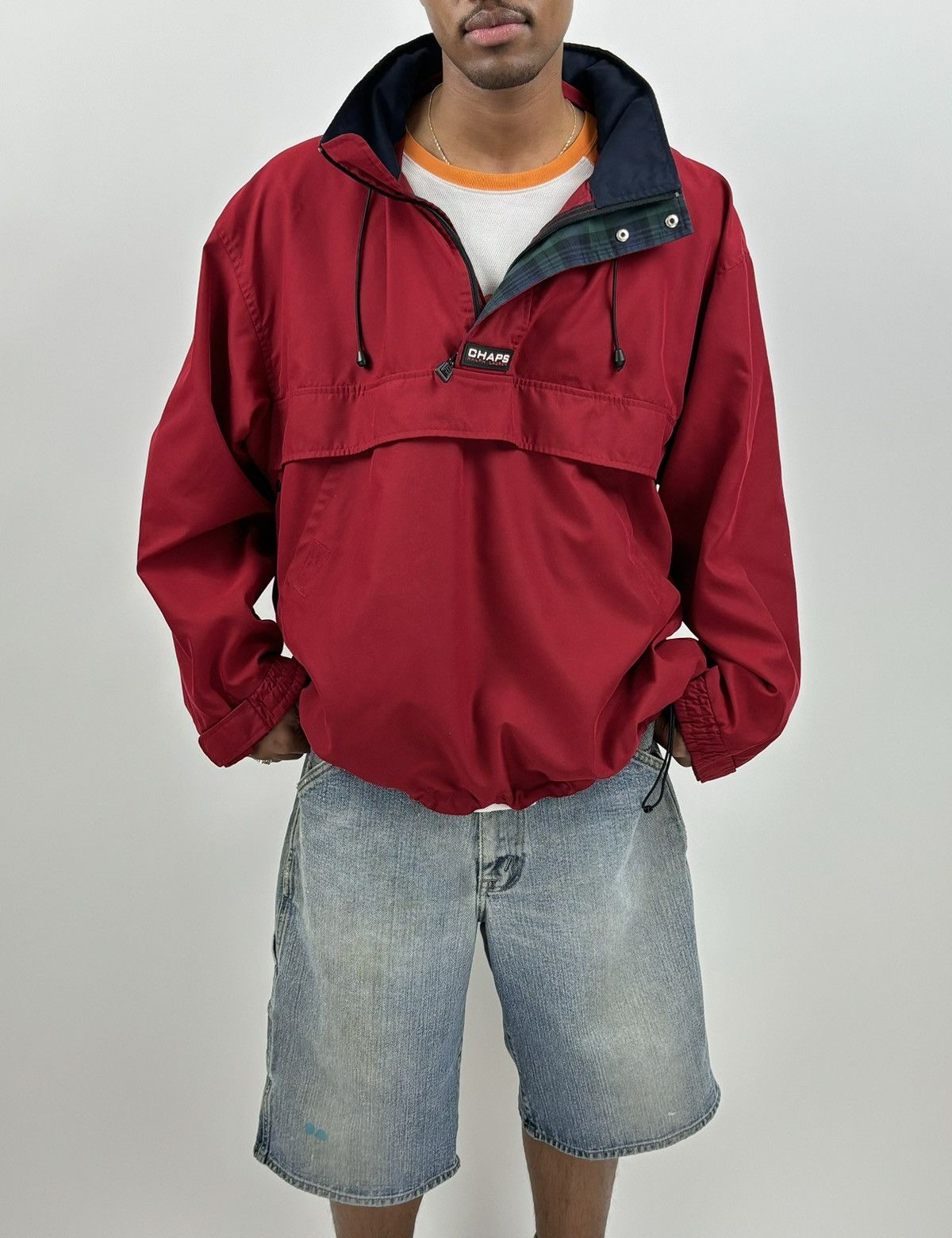 image of Vintage 90's Chaps Ralph Laurent 1/2 Zip-Up Pullover Jacket in Red, Men's (Size Large)