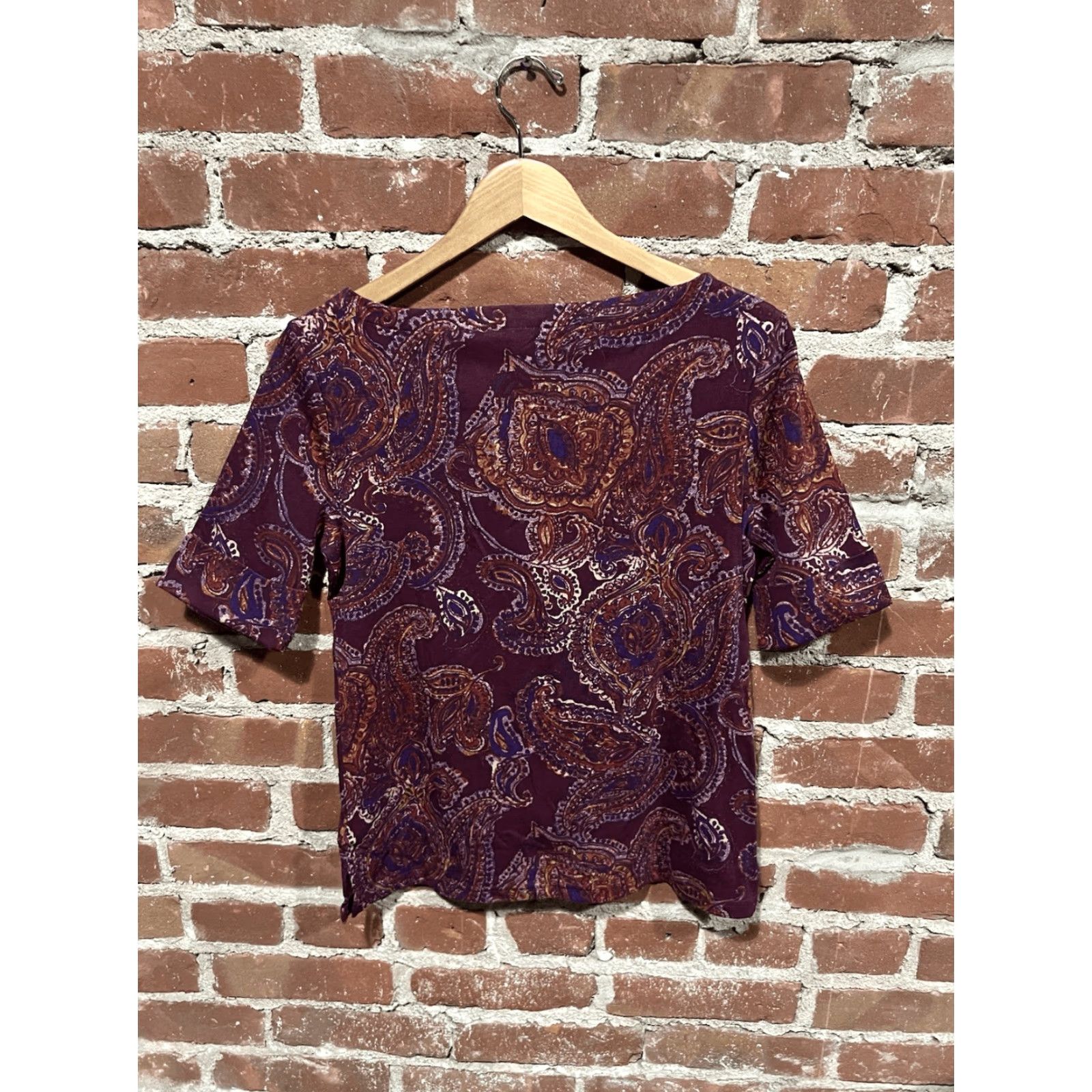 Ralph Lauren Lauren Ralph Lauren Womens Red Paisley Short Sleeve T-shirt Petite Large Size L / US 10 / IT 46 - 2 Thumbnail