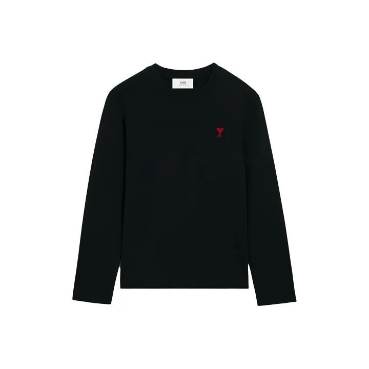 AMI AMIPARIS Black Logo Long Sleeve T-Shirt 0079 Size US M / EU 48-50 / 2 - 1 Thumbnail